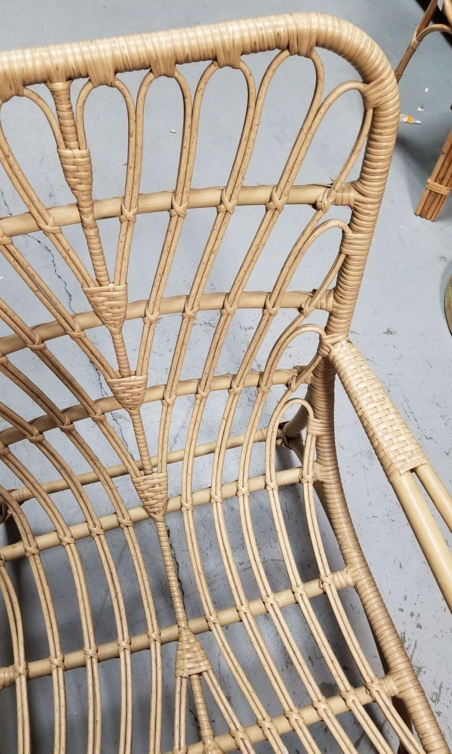 Restored Faux Rattan Outdoor Lounge Chair Pair in the style of Franco Albini 3