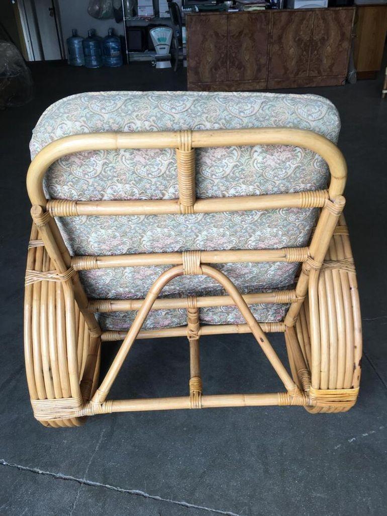 Restored Five-Strand Round Full Pretzel Rattan Lounge Chair For Sale 1