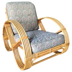 Restored Five-Strand Round Full Pretzel Rattan Lounge Chair