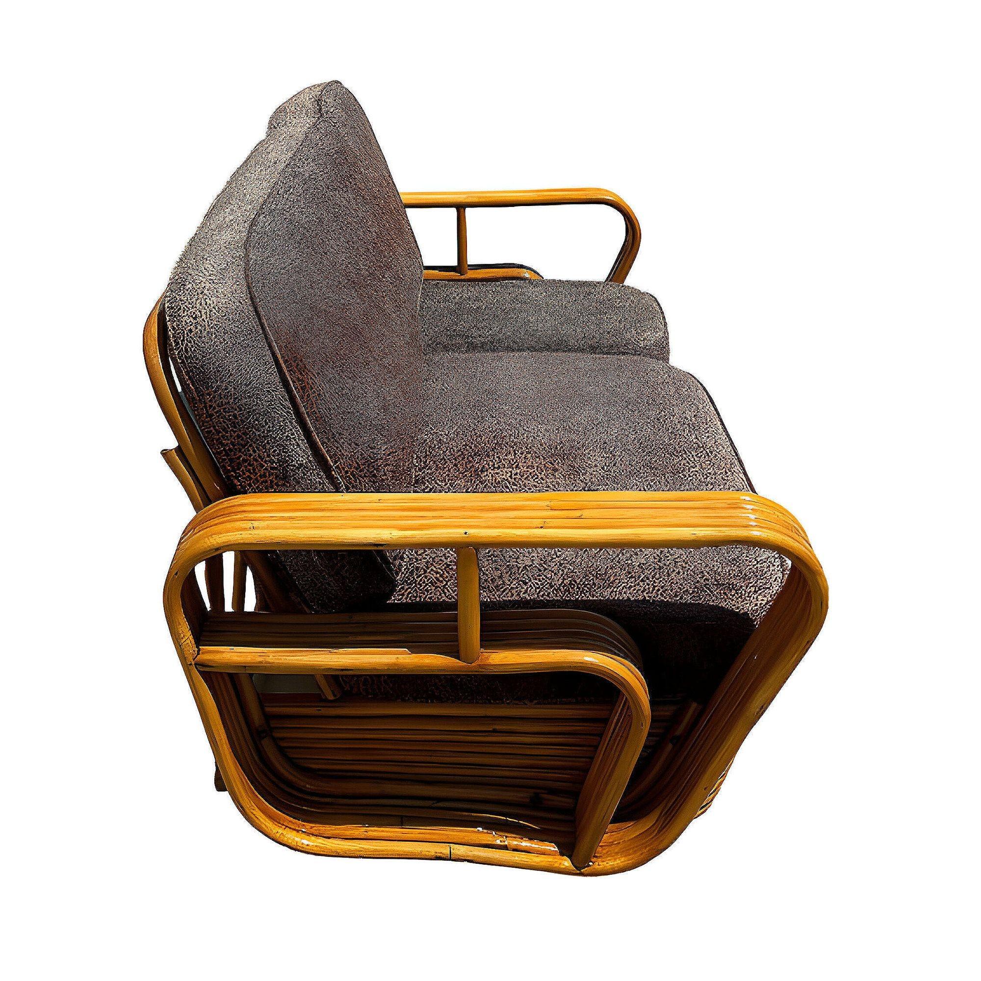 Ensemble canapé et chaise en rotin Streamline Square Pretzel à cinq brins restauré en vente 2