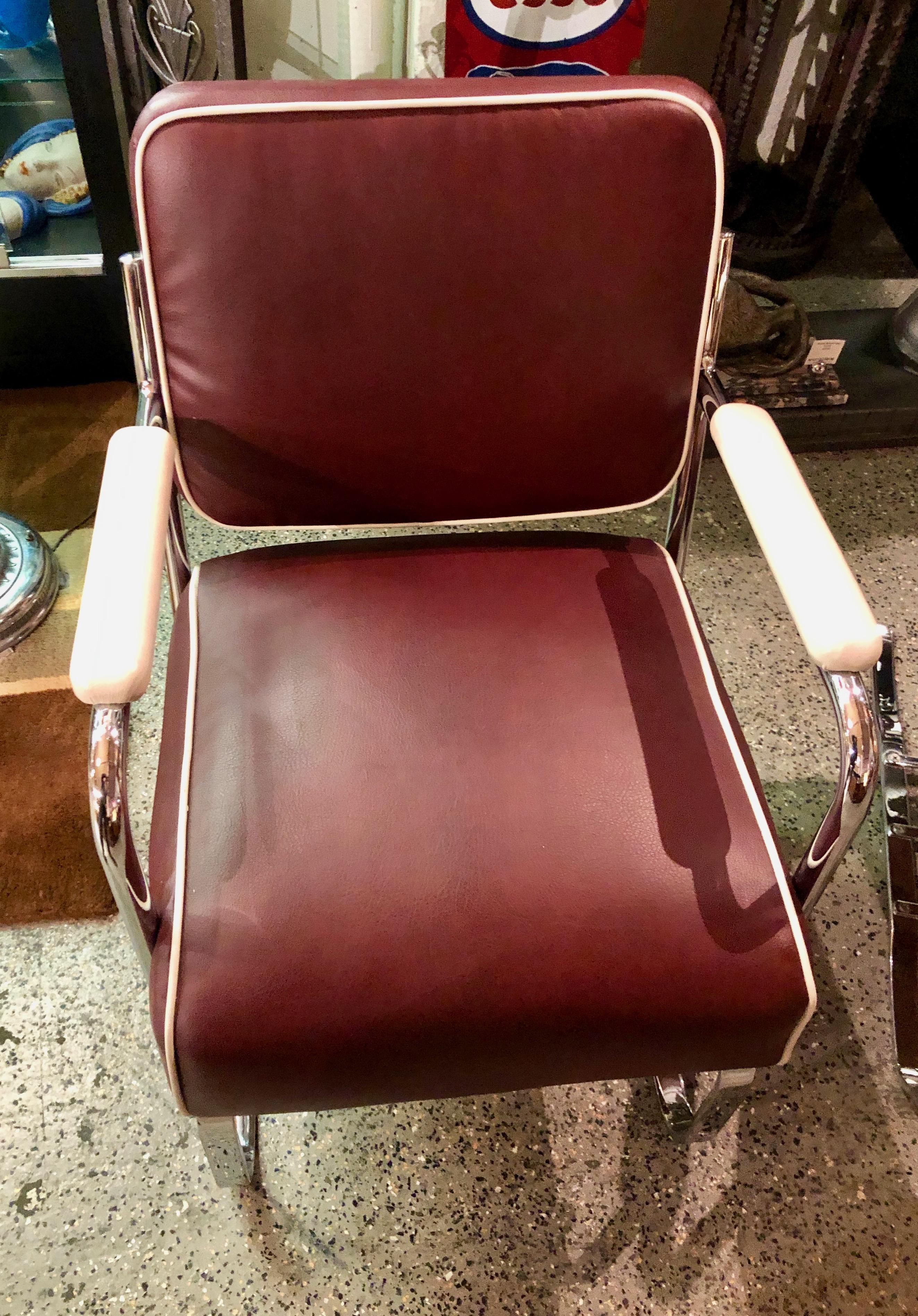 Restored Flexible Metal Two-Tone Art Deco Club Chairs In Good Condition In Oakland, CA