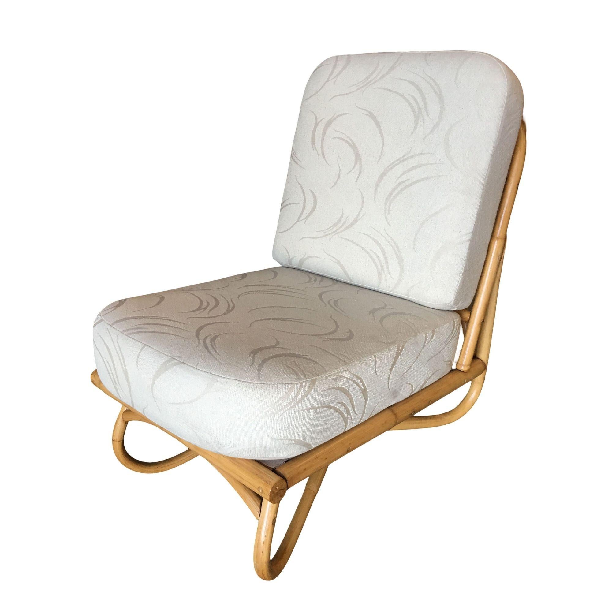American Restored Floating Rattan Lounge Chair in the Style of Paul Frankl For Sale