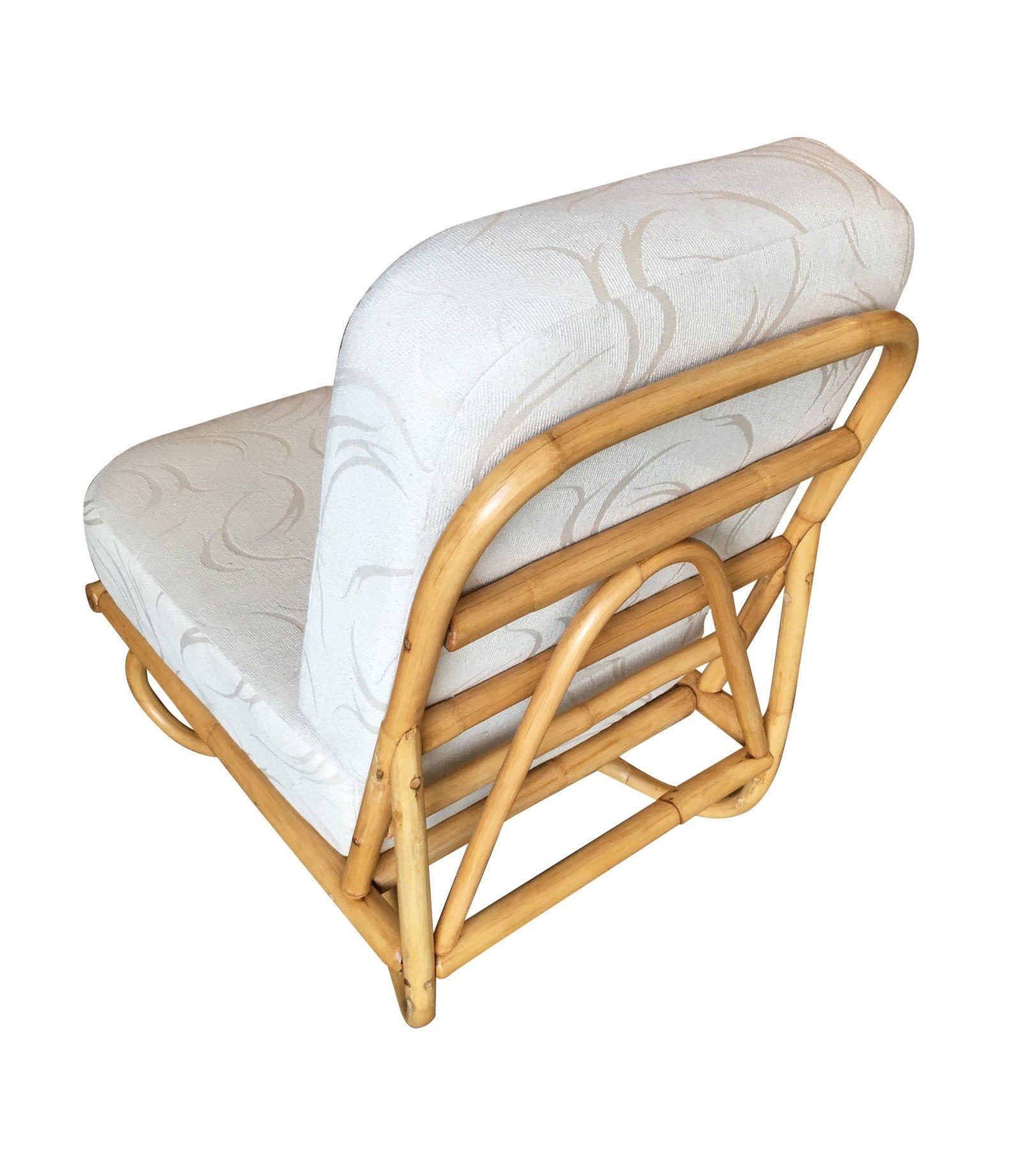 Restored Floating Rattan Lounge Chair in the Style of Paul Frankl In Excellent Condition For Sale In Van Nuys, CA