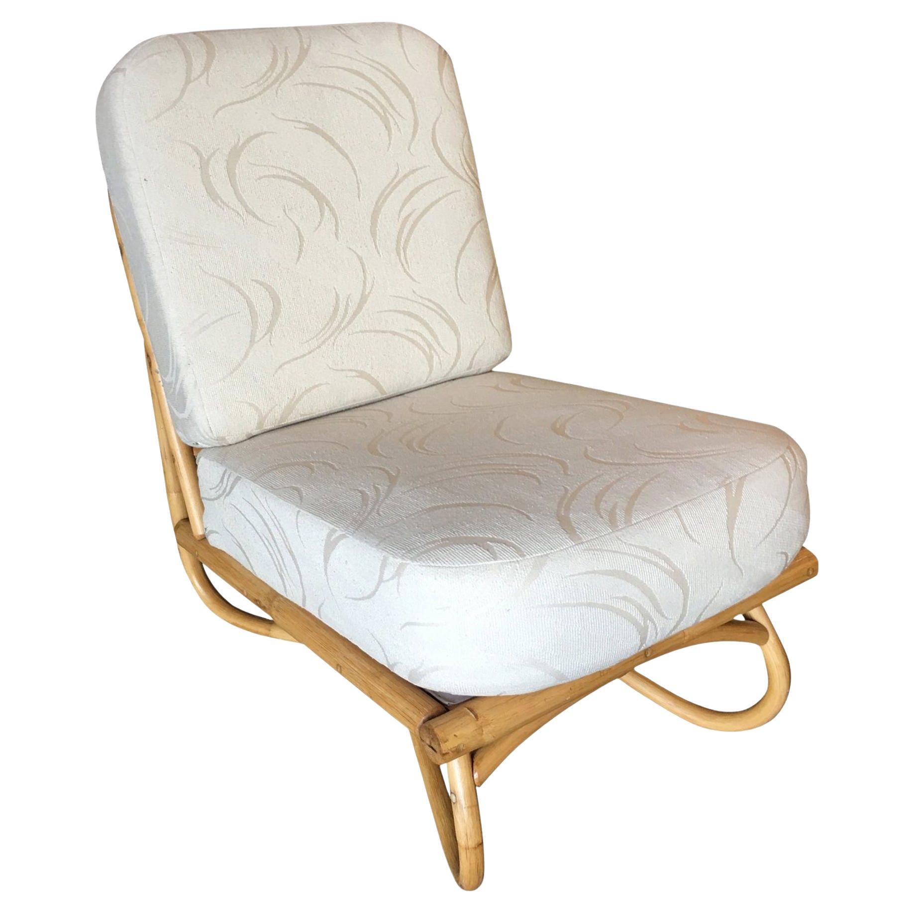 Restored Floating Rattan Lounge Chair in the Style of Paul Frankl