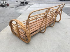 Restored "Floral Rose" Arm Rattan 3-Strand 3-Seater Sofa with Scoop Base