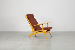 Restored Folding yellow lacquered deckchair by BBPR, Italy 1950