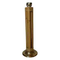 Restored Four Strand Rattan Table Lamp with Fancy Wrapping and Brass Base