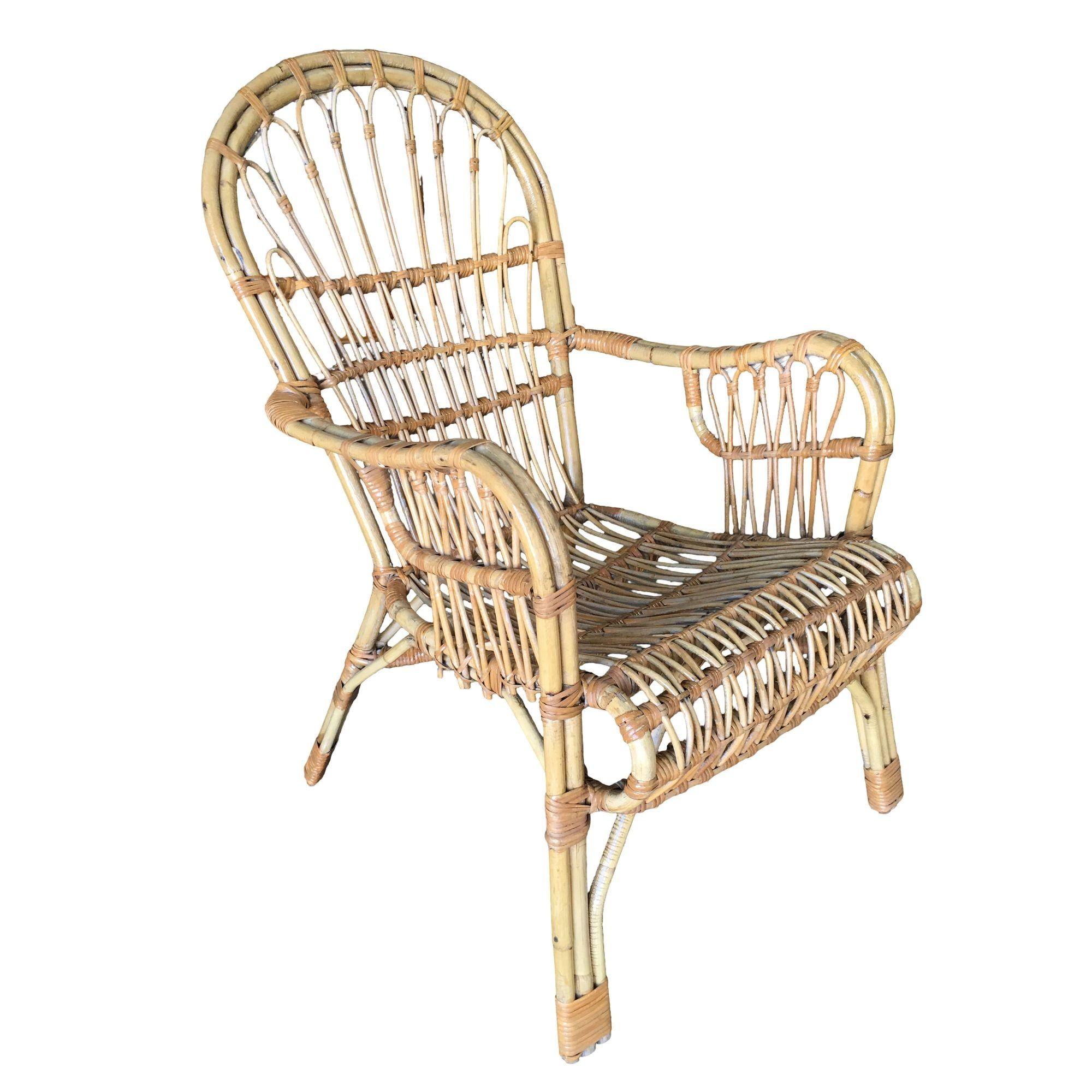 Mid-Century Modern Restored Franco Albini Style Stick Reed Rattan Lounge Chair For Sale