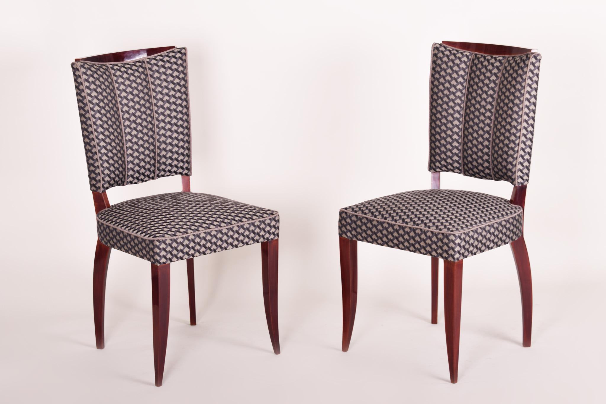 Early 20th Century Restored French Art Deco Chairs, Six Pieces, Designed by Jules Leleu, 1920-1929