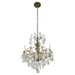 Restored French Eight Arm Crystal & Brass Chandelier