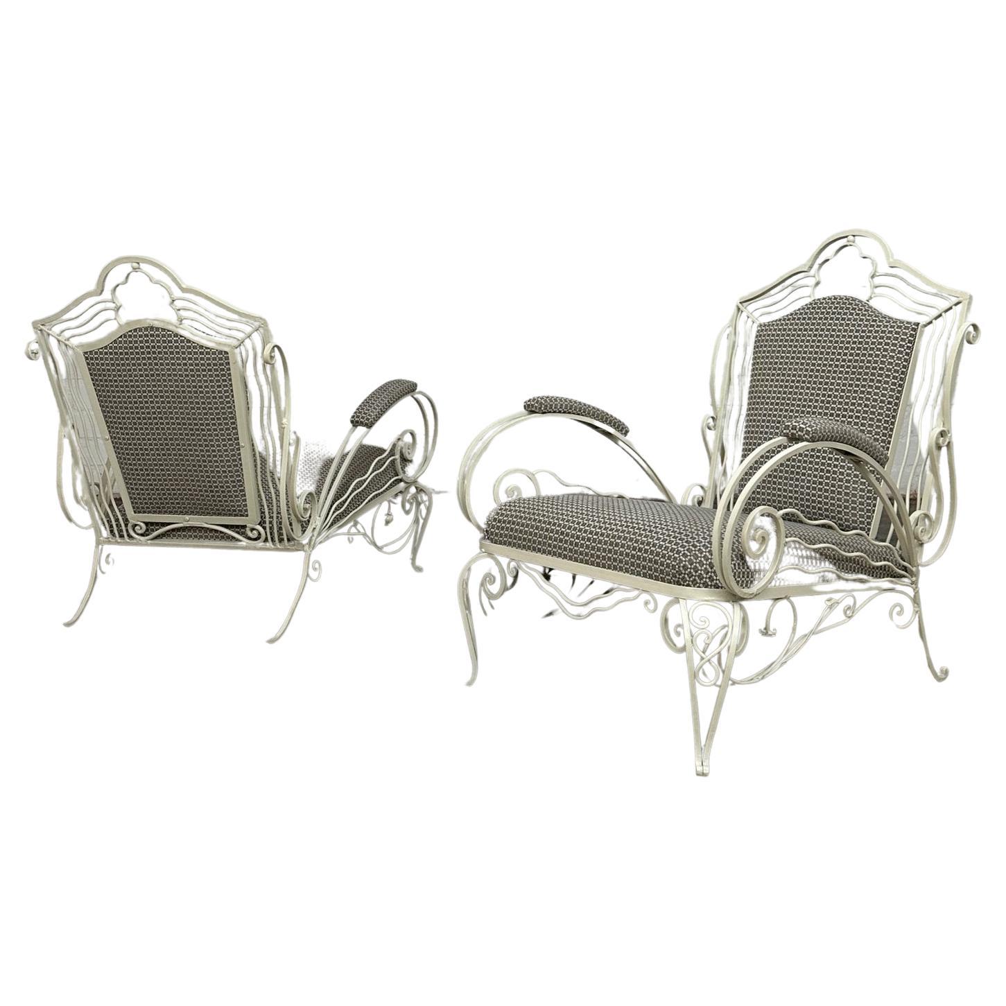 Restored French Iron chairs - Pair For Sale