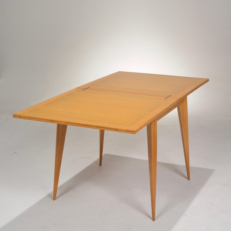 Restored French MidCentury Modern FlipTop Oak Dining Table For Sale at 1stDibs mid century