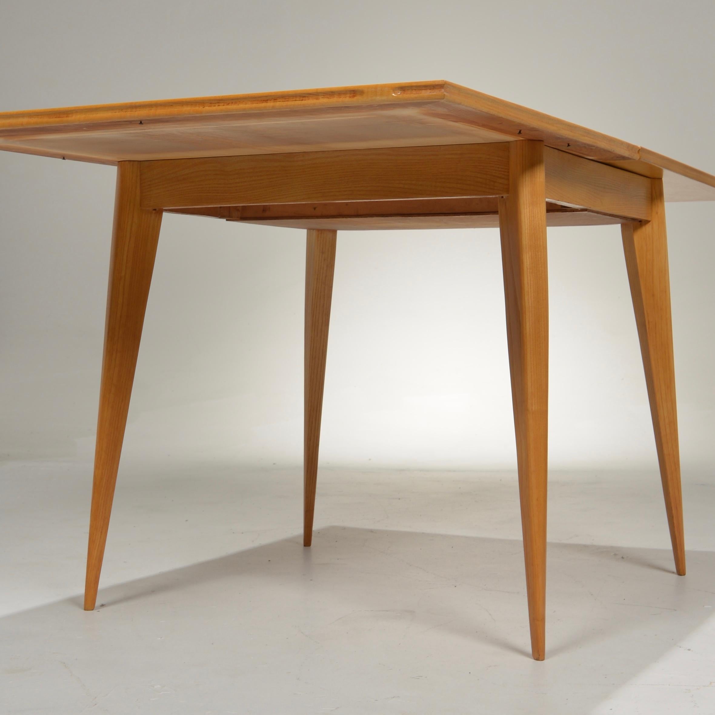 Mid-20th Century Restored French Mid-Century Modern Flip-Top Oak Dining Table