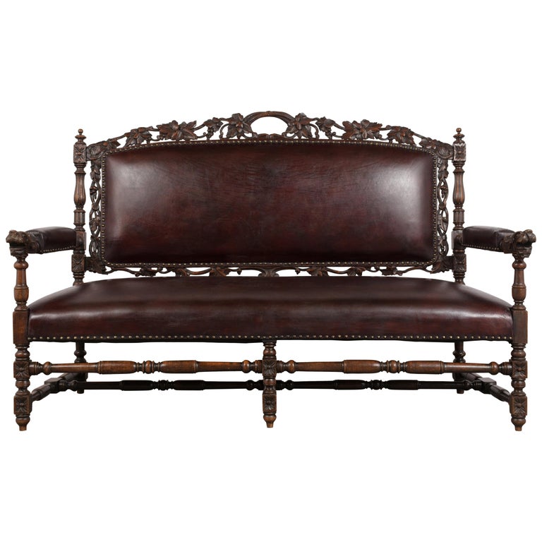 Red French Renaissance Style Sofa Circa 1870s