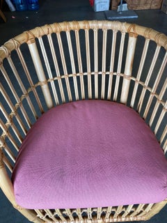 Restored 1970s Pencil Reed Rattan Armchair