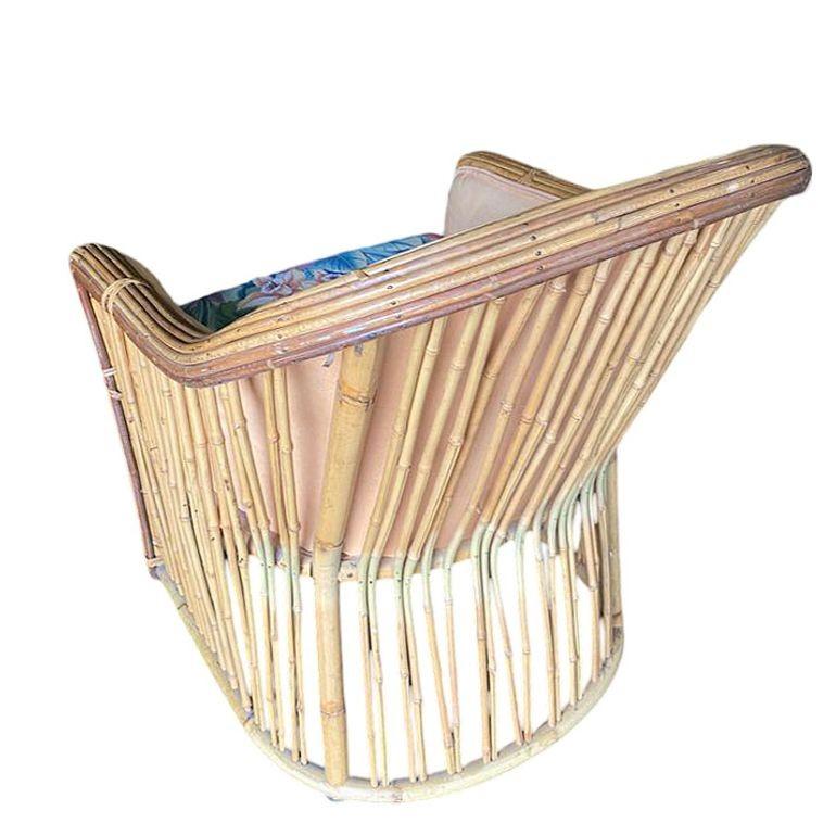 Poltrona in rattan restaurata in stile Gabriella Crespi, set di quattro in vendita 1
