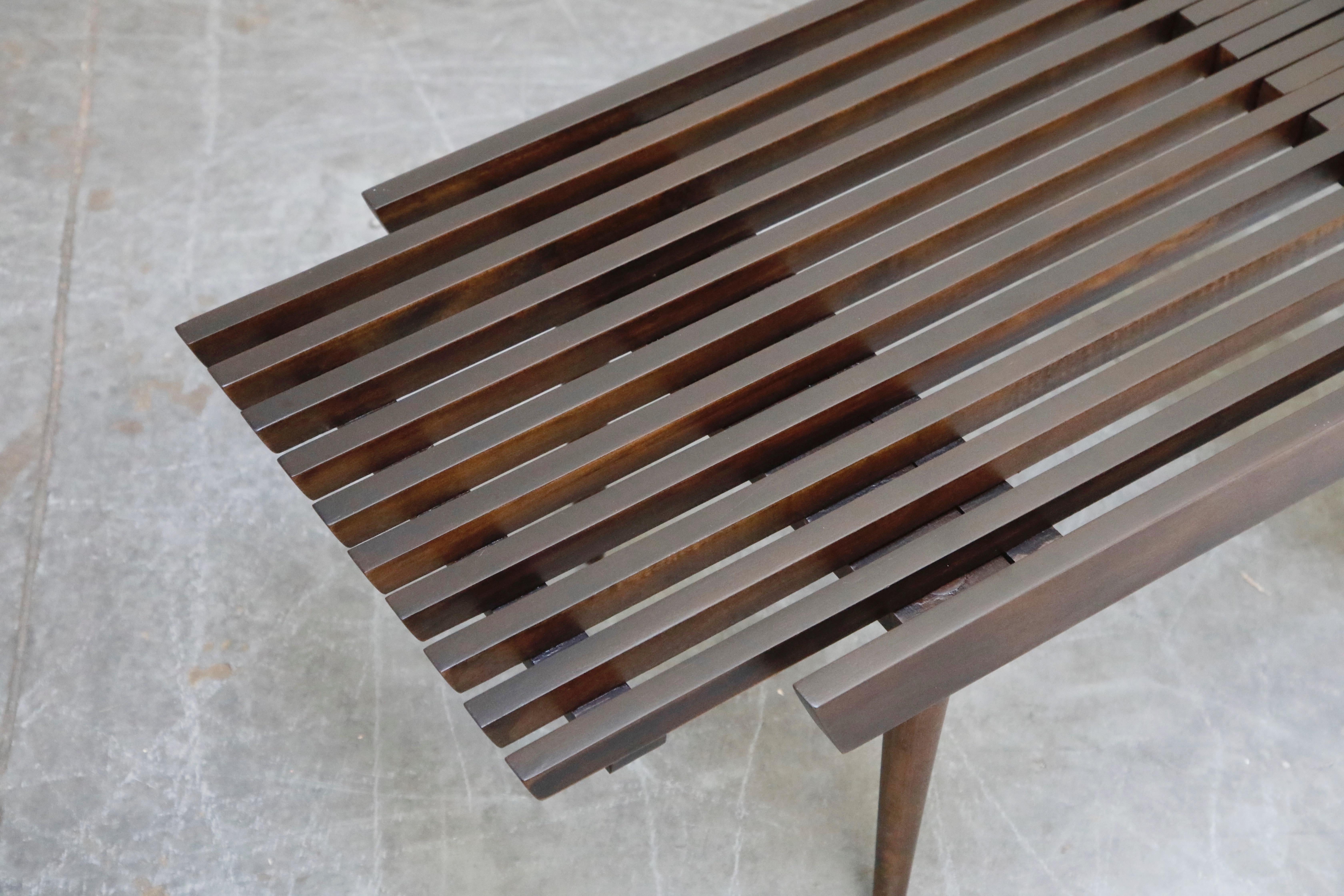 Restored George Nelson Style Expandable Slatted Wood Bench or Table, circa 1960 2