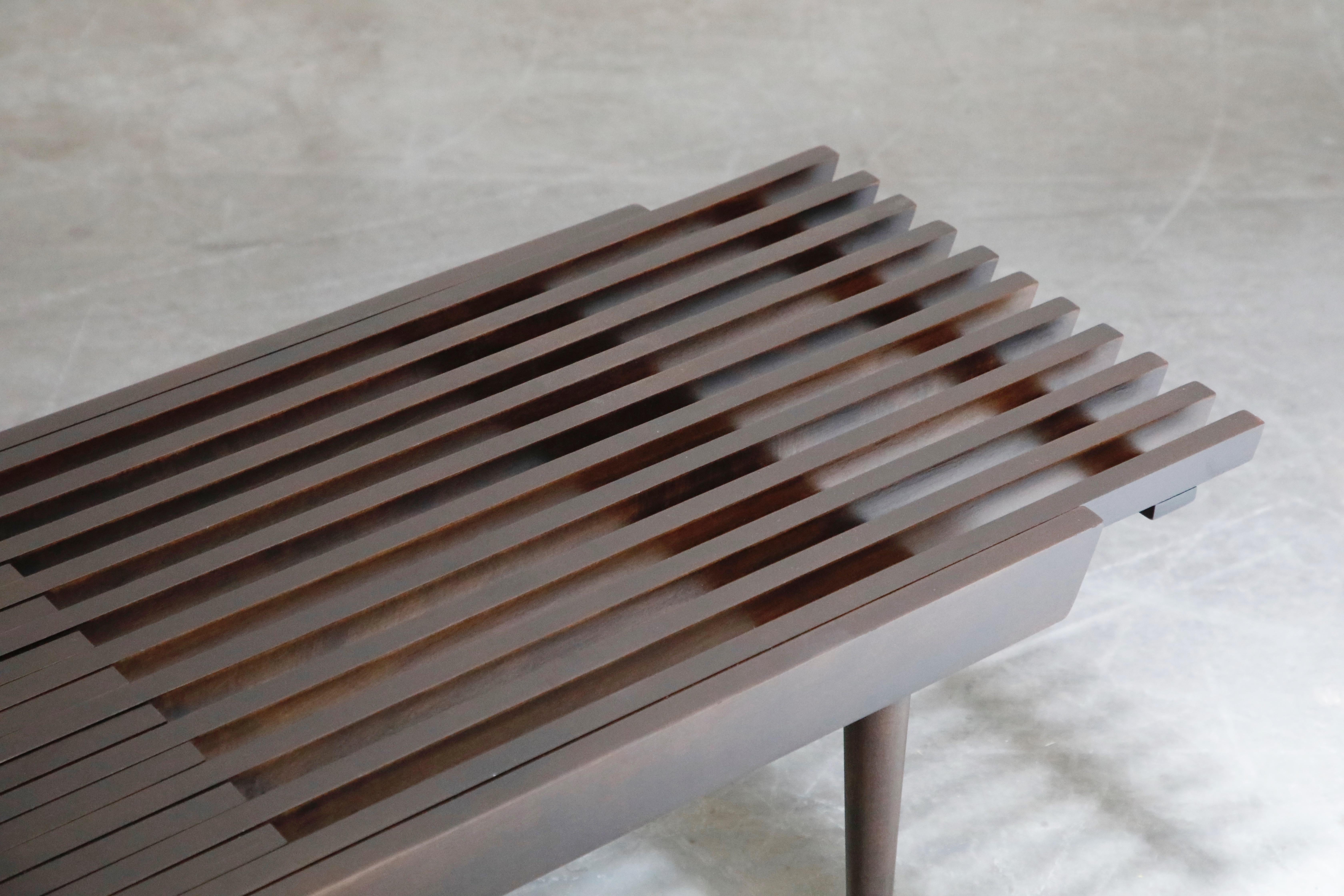 Restored George Nelson Style Expandable Slatted Wood Bench or Table, circa 1960 3