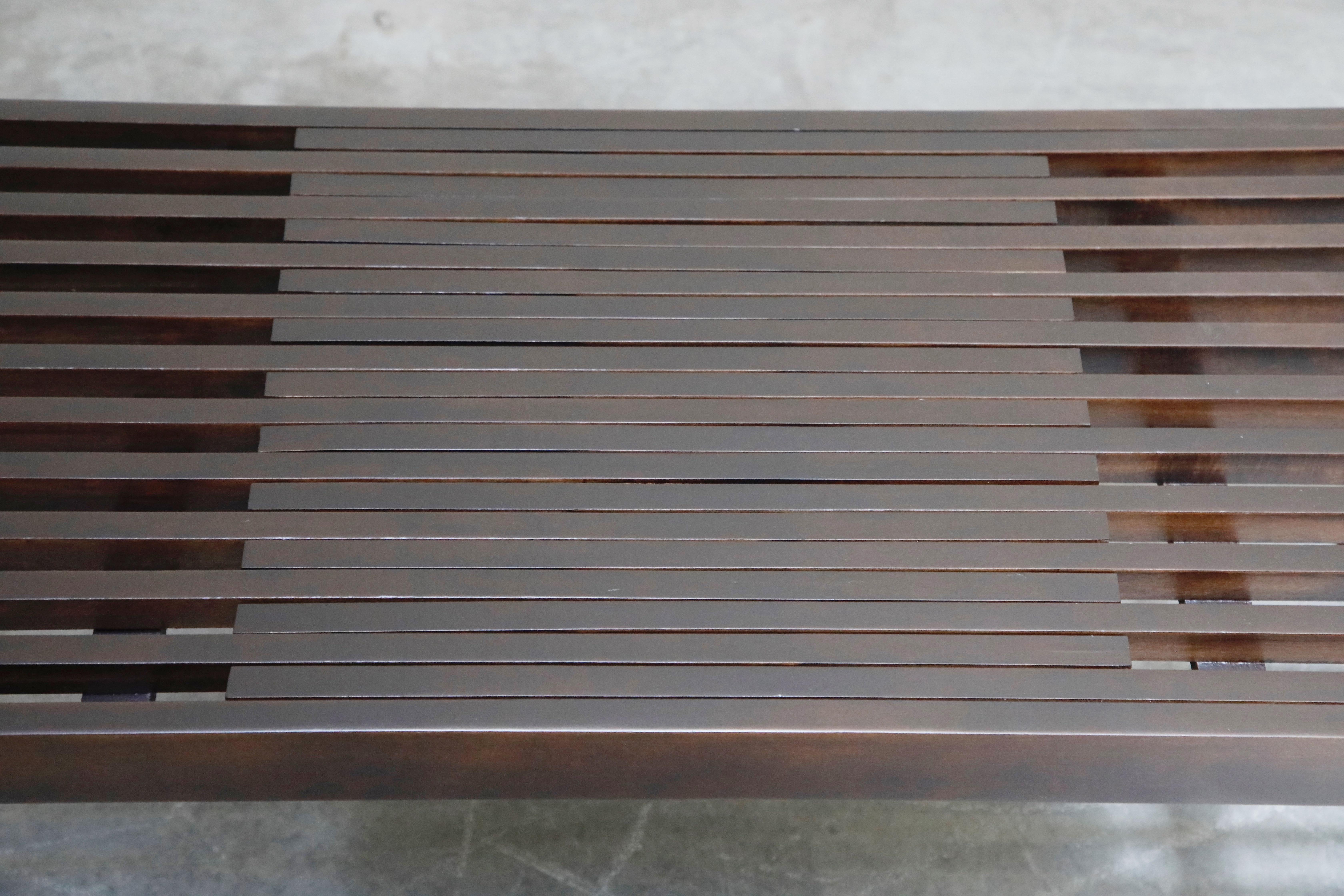 Restored George Nelson Style Expandable Slatted Wood Bench or Table, circa 1960 6