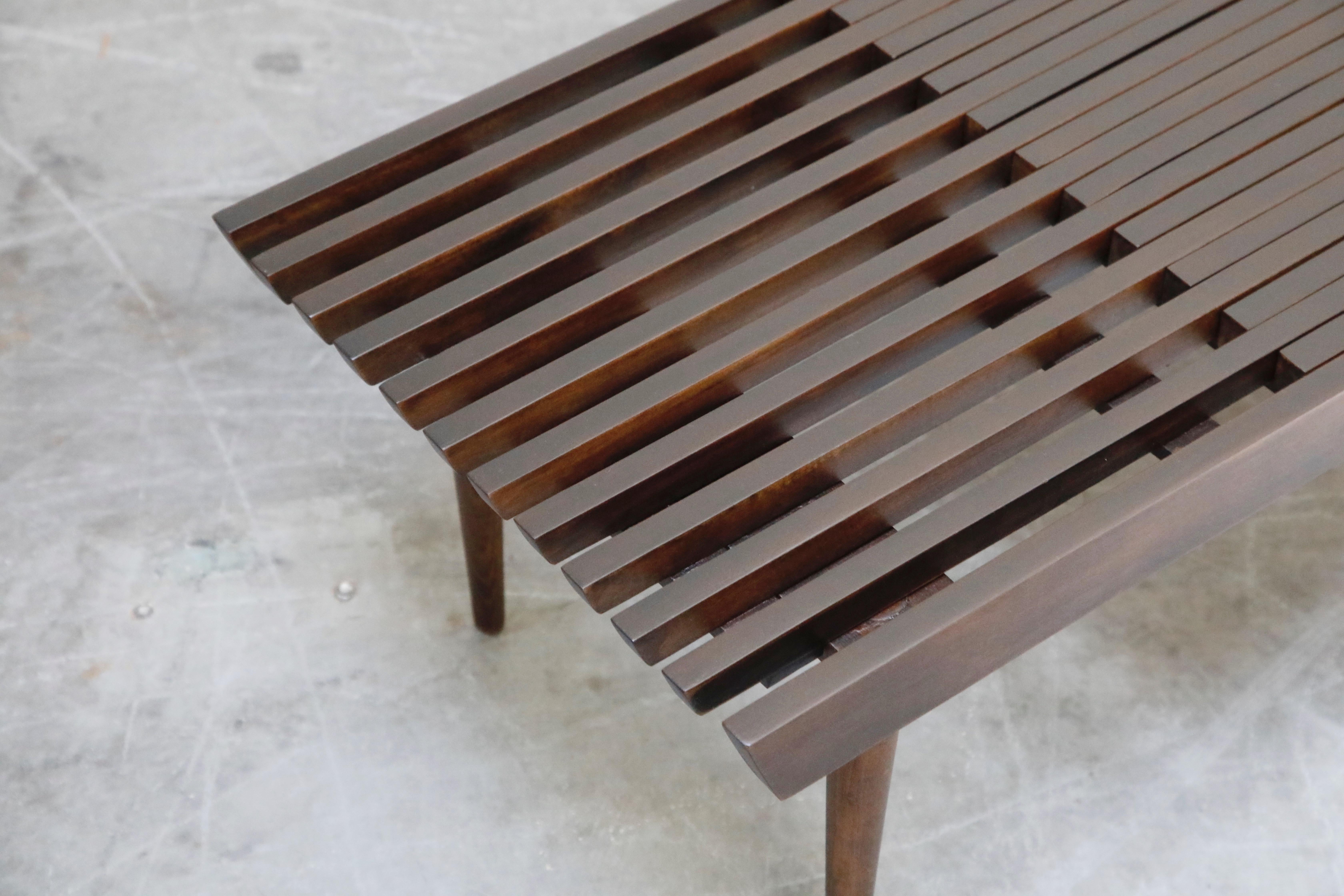 Restored George Nelson Style Expandable Slatted Wood Bench or Table, circa 1960 9