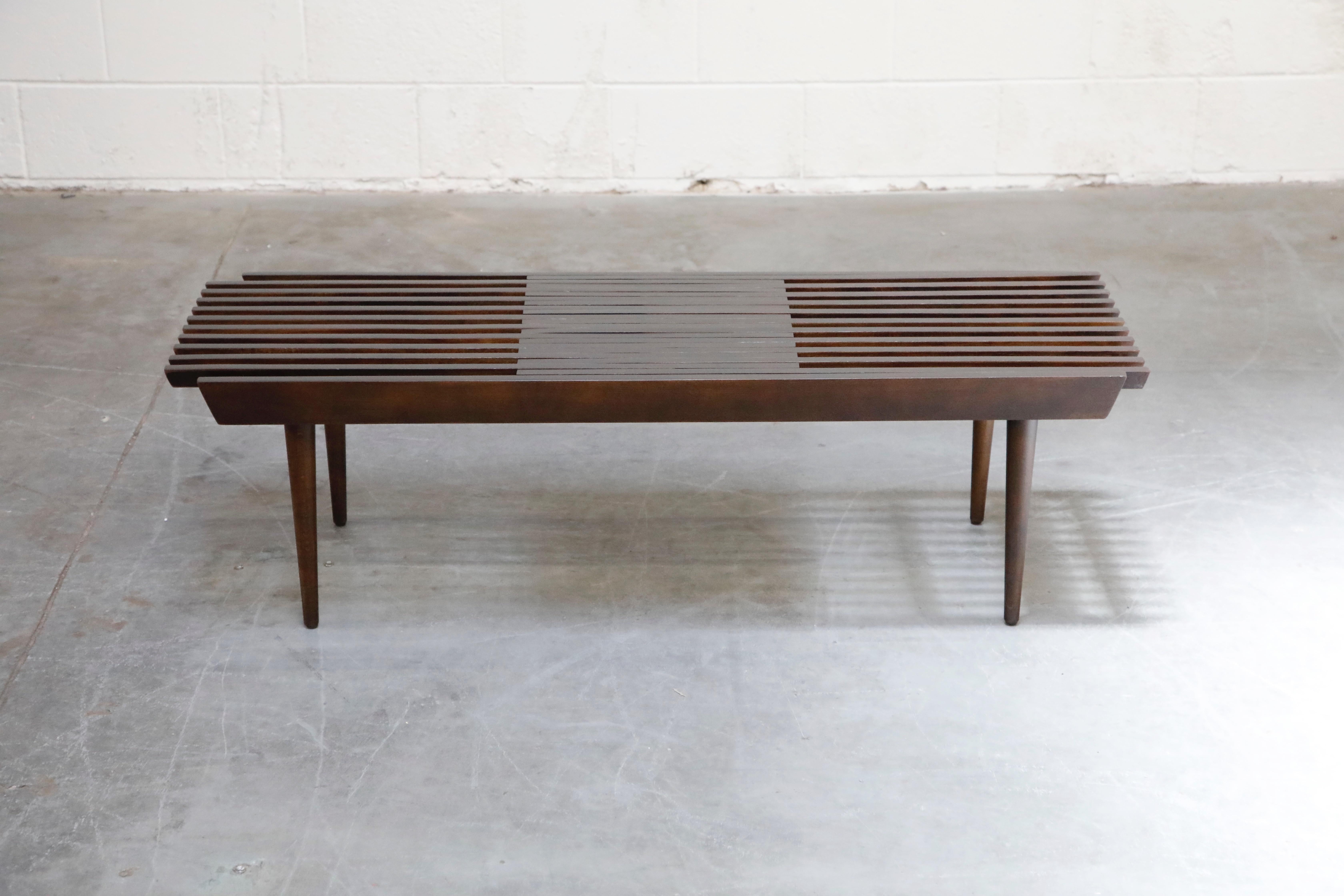 Mid-Century Modern Restored George Nelson Style Expandable Slatted Wood Bench or Table, circa 1960