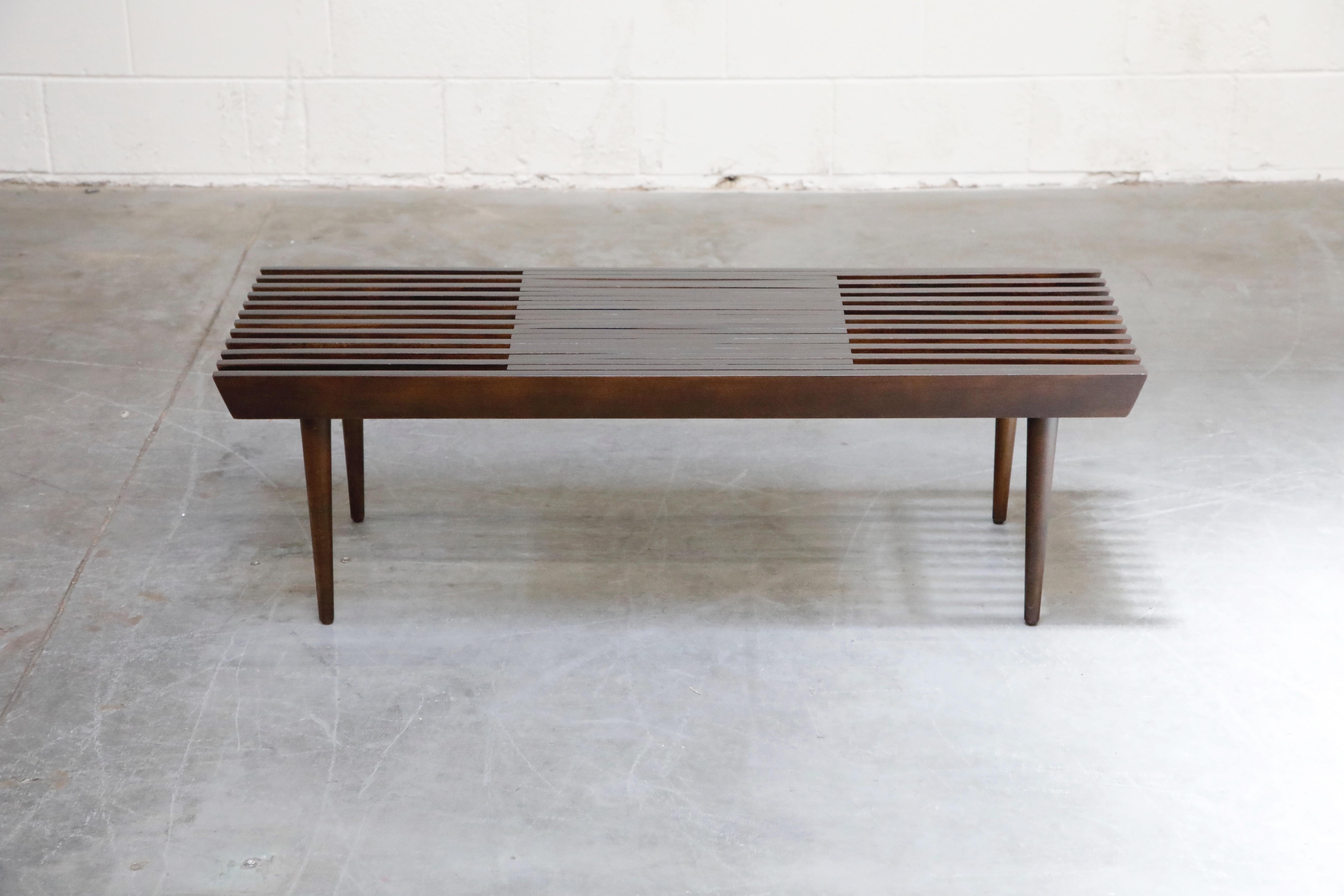 American Restored George Nelson Style Expandable Slatted Wood Bench or Table, circa 1960