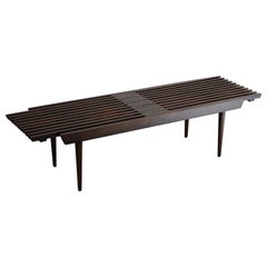 Restored George Nelson Style Expandable Slatted Wood Bench or Table, circa 1960