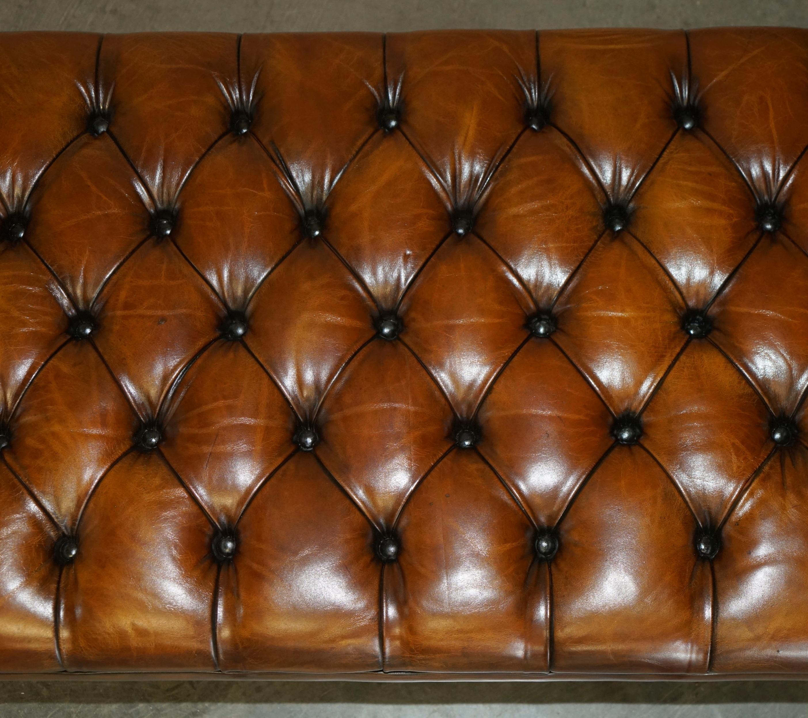 Leather RESTORED GEORGE SMITH EXTRA LARGE CHESTERFiELD BROWN LEATHER TUFTED FOOTSTOOL