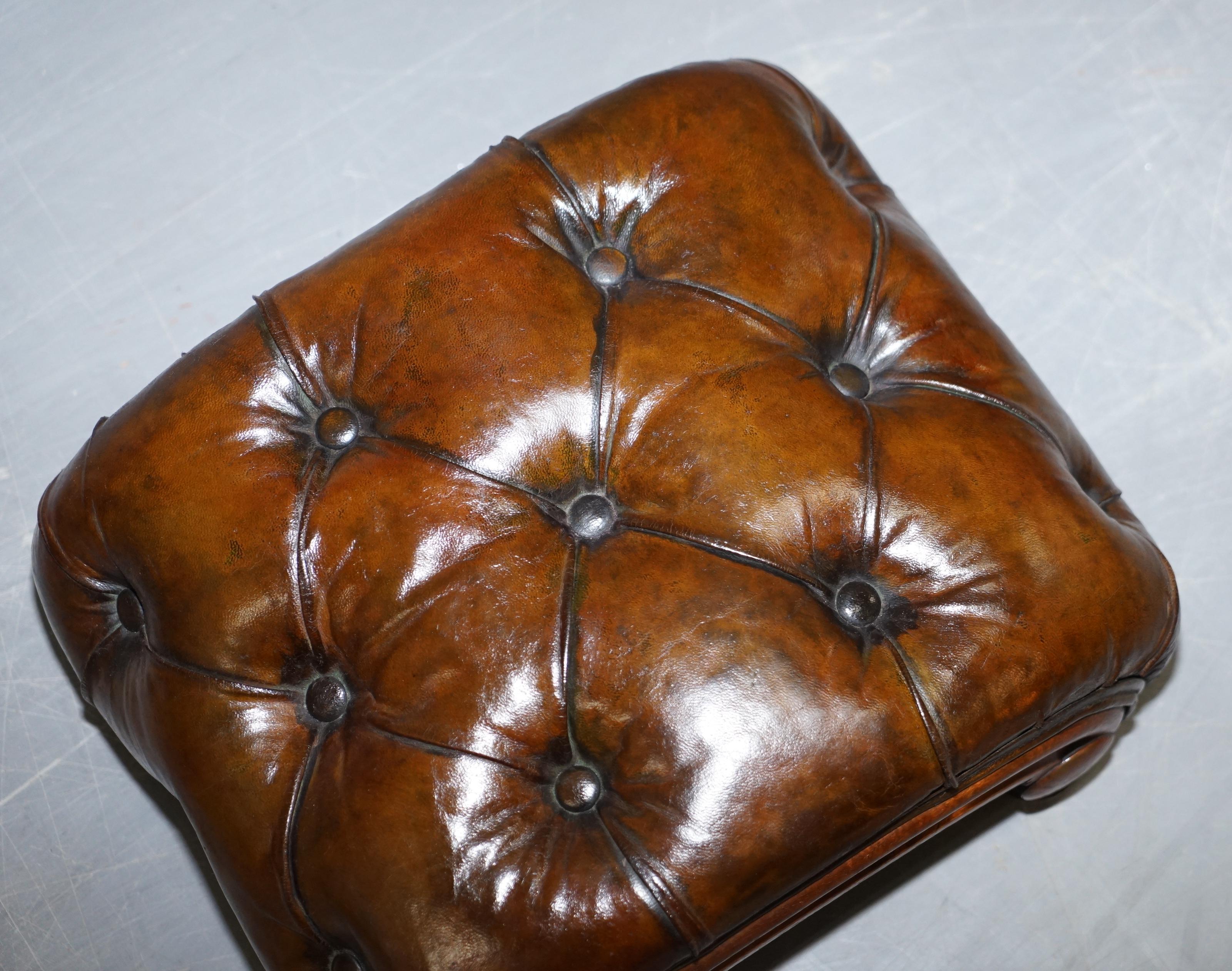Late 18th Century Restored Georgian circa 1780 Fully Restored Brown Leather Chesterfield Footstool