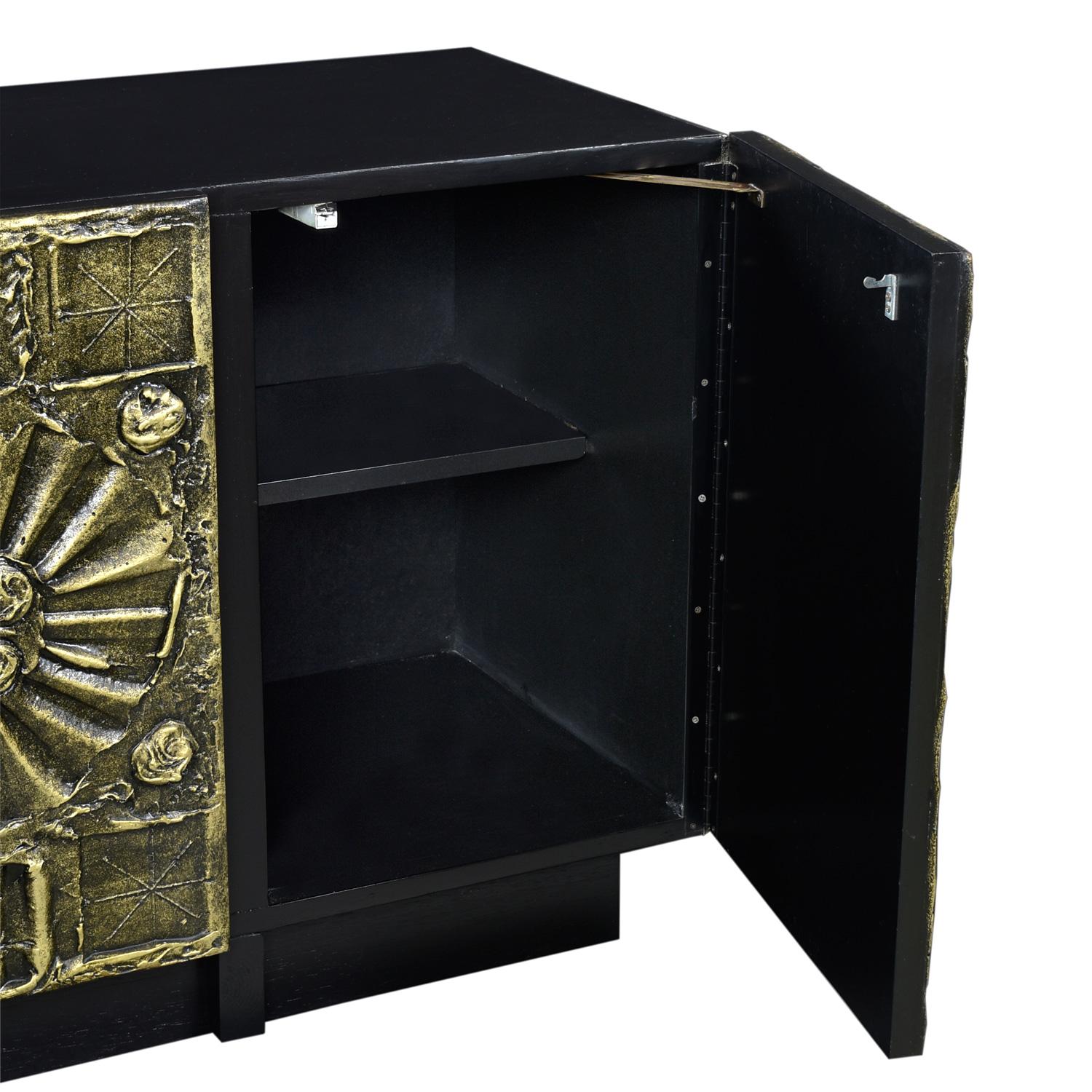 Restored Gold Brutalist Credenza by Adrian Pearsall for Craft Associates For Sale 6