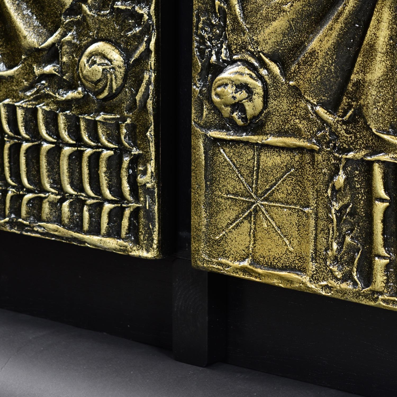 Restaurierte brutalistische Anrichte aus Gold von Adrian Pearsall für Craft Associates im Angebot 8
