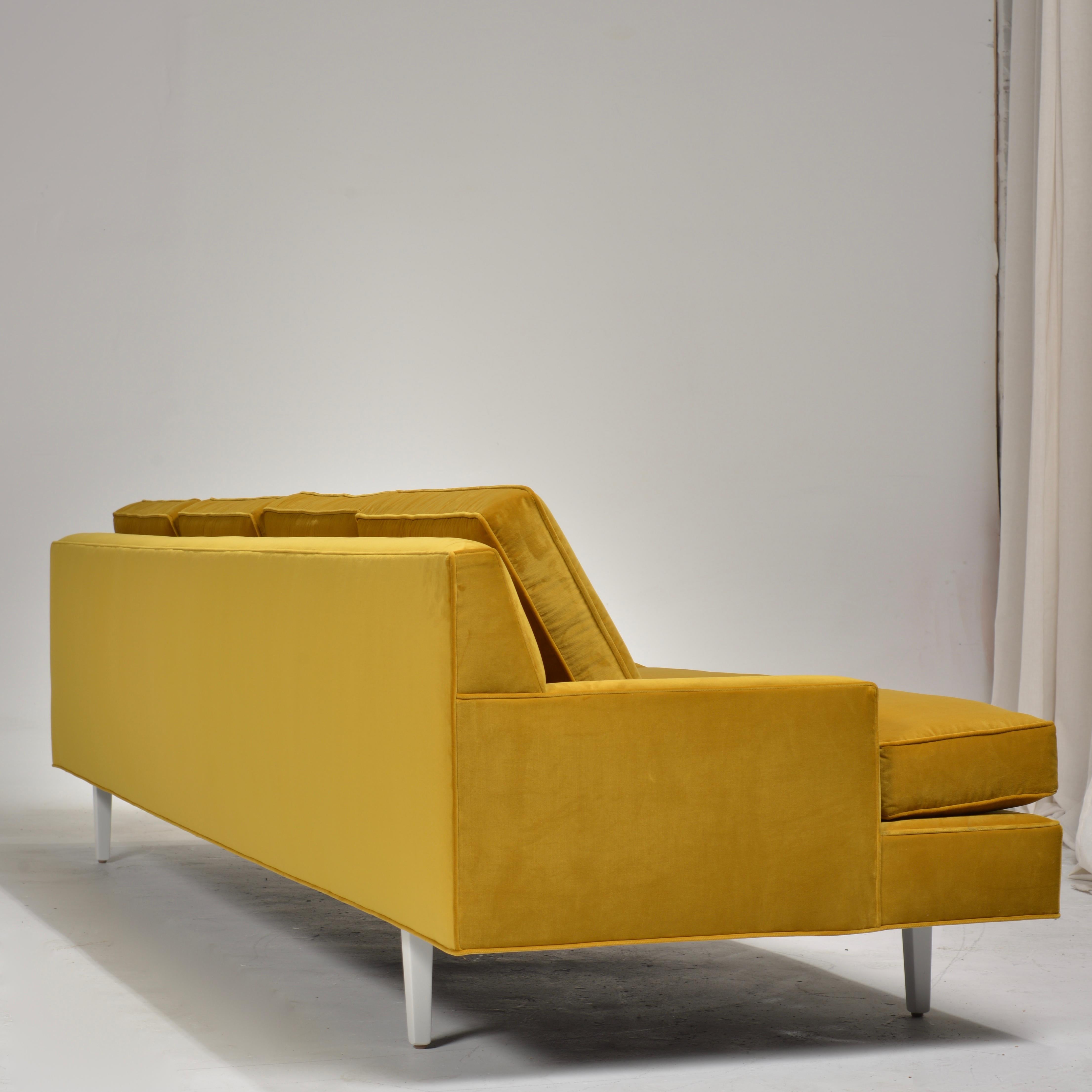 Restored Gold Velvet Custom Sofa Attributed to Richard Neutra for Dunbar 3