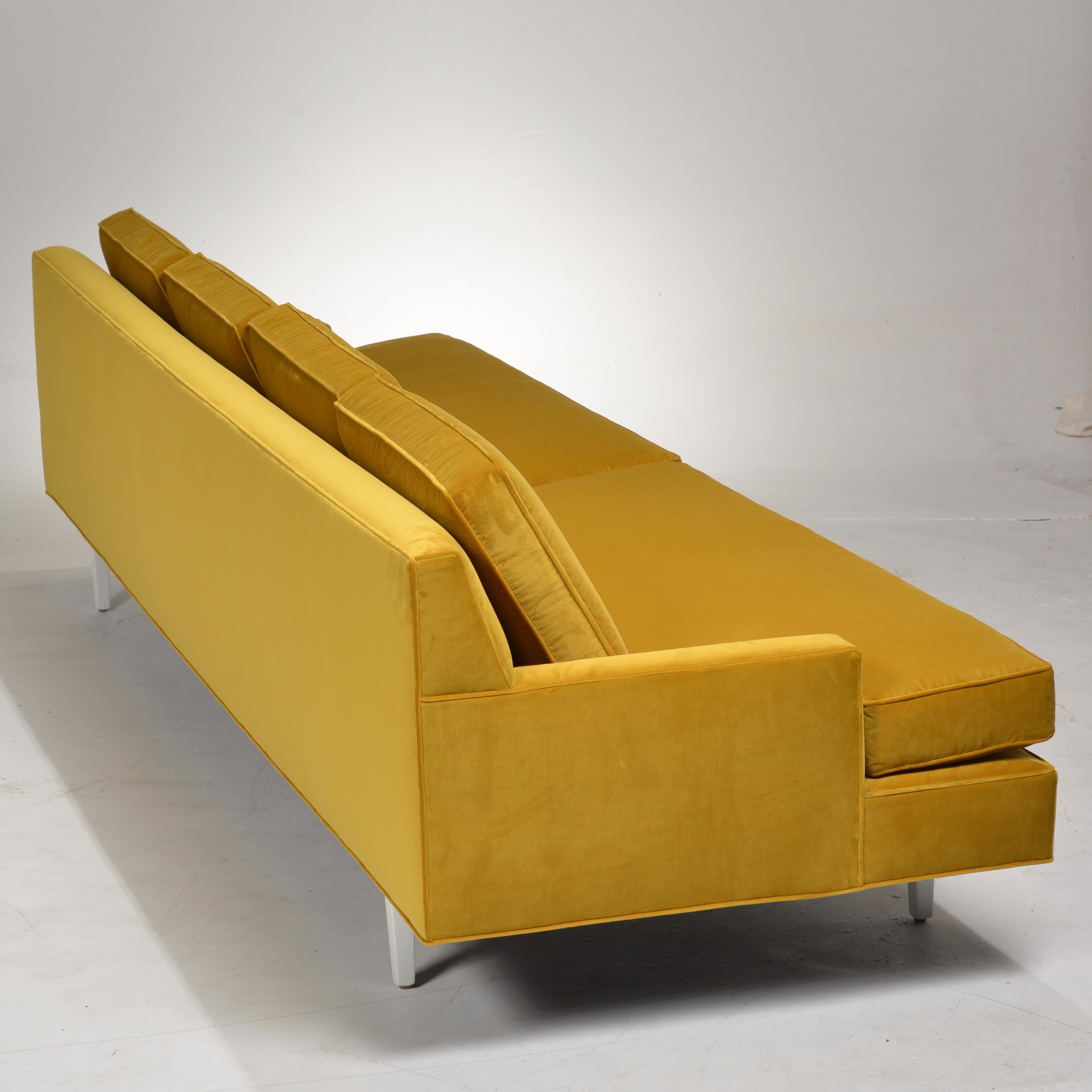 Restored Gold Velvet Custom Sofa Attributed to Richard Neutra for Dunbar 4