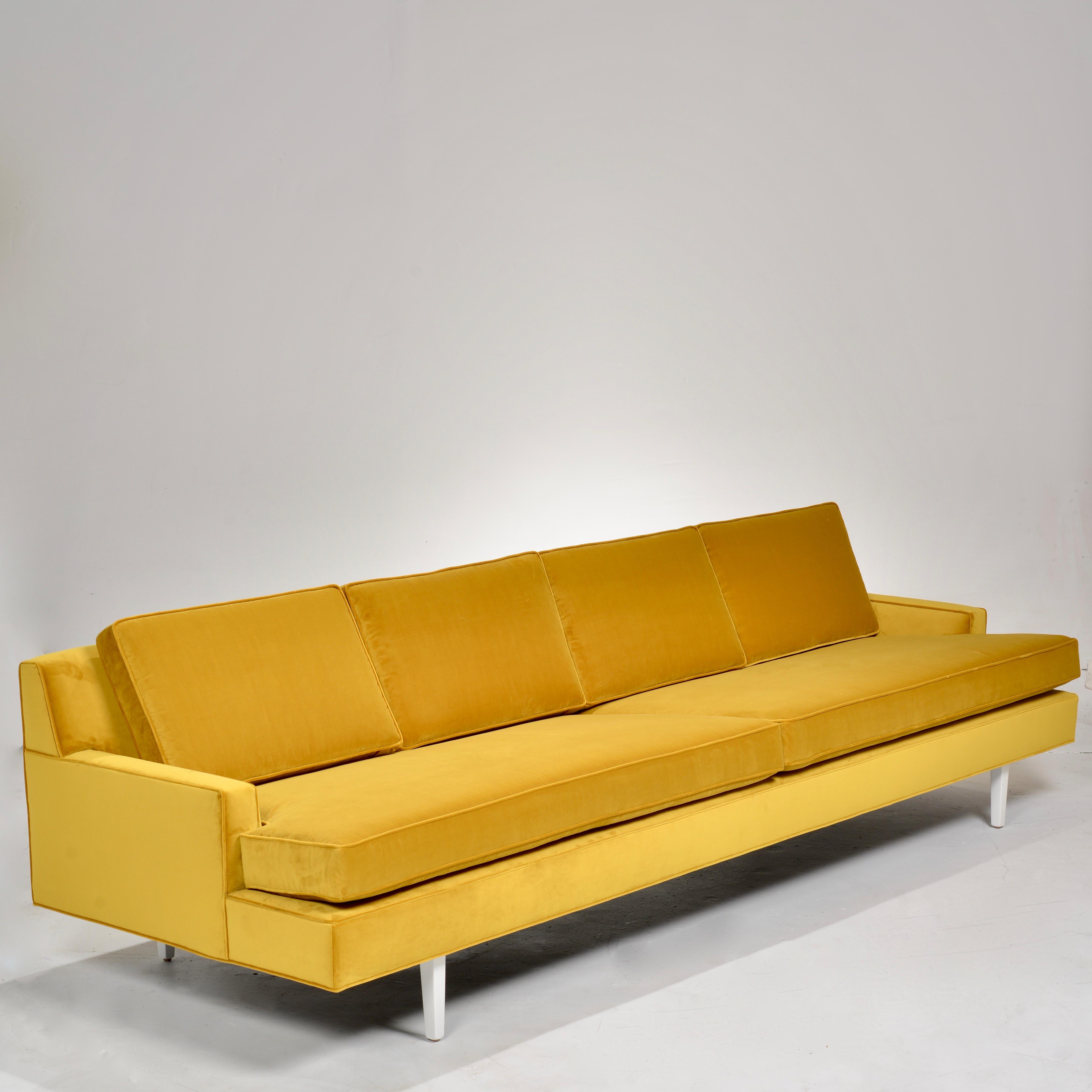 This completely restored sofa was acquired from a Richard Neutra Home in Los Angeles, CA. It was reportedly designed by Neutra in 1953 and was included in the original renderings of the interior. Custom made by Dunbar, this sofa has been