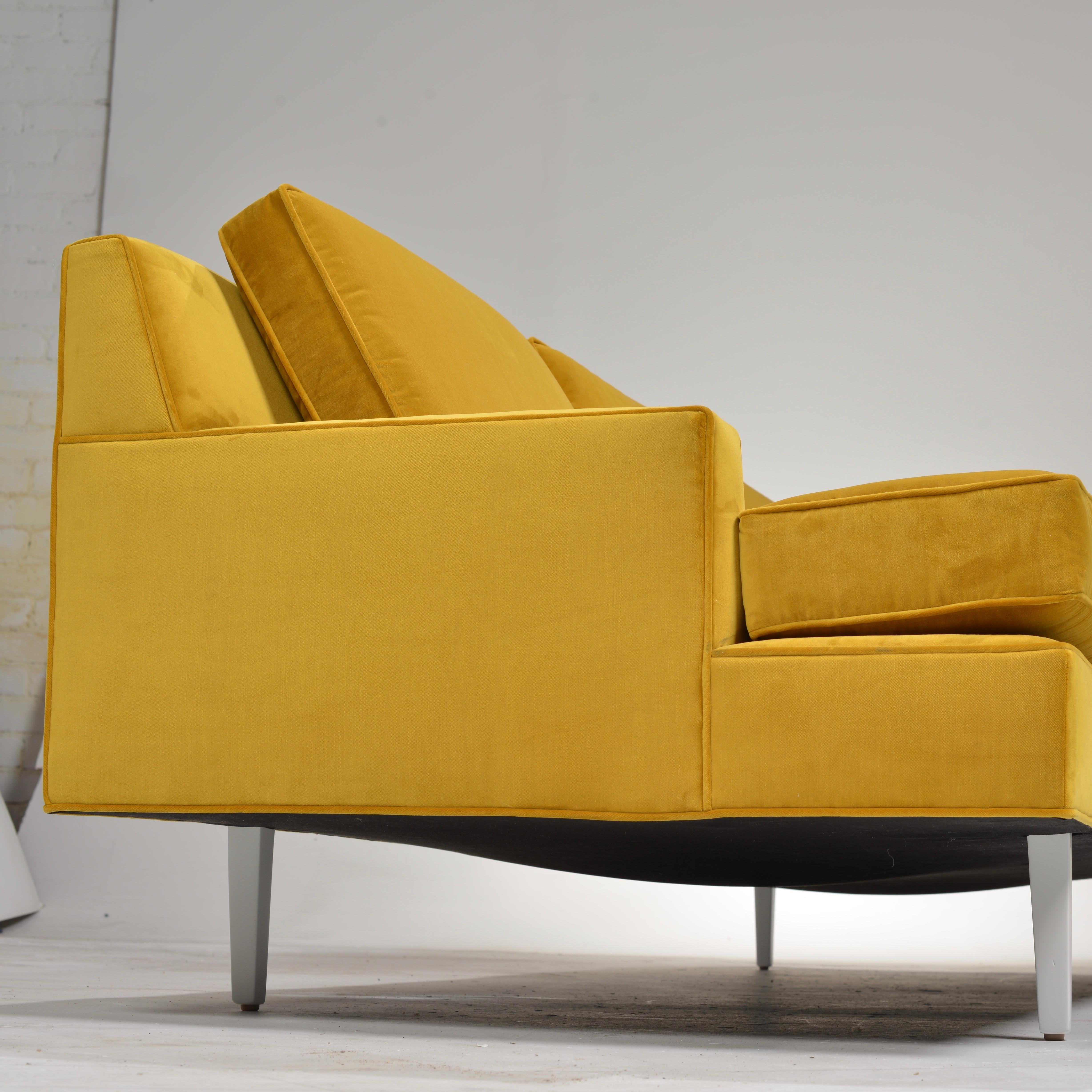 Restored Gold Velvet Custom Sofa Attributed to Richard Neutra for Dunbar 1