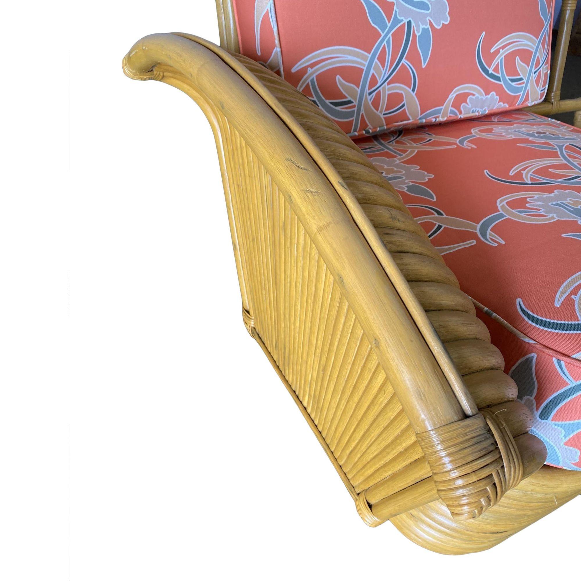 Restauriertes „Goldene Mädchen“ Art-Déco-Rattan-Dreisitzer-Sofa (amerikanisch) im Angebot