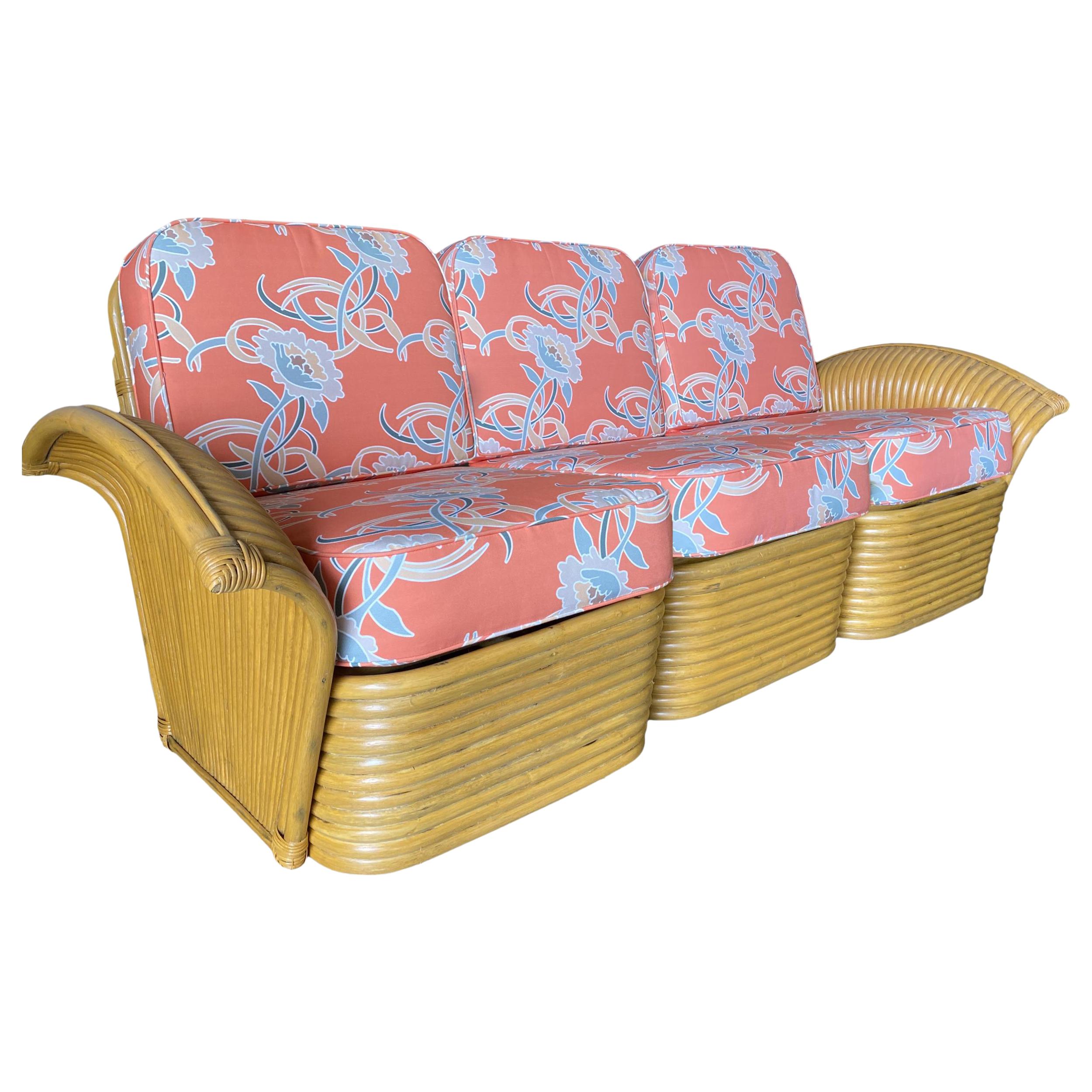 Restored "Golden Girls" Art Deco Rattan Fan Arm Three-Seat Sofa, Rare For  Sale at 1stDibs