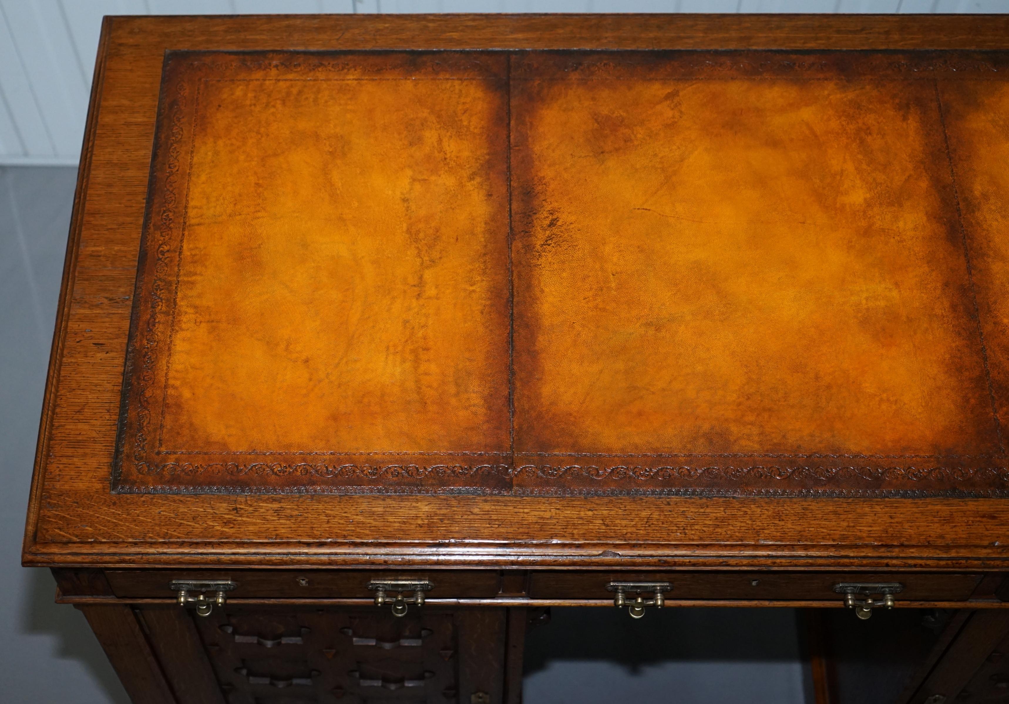 Hand-Crafted Restored Gothic Revival Desk Side Bookcases Drawer Writing Slope Pugin Gillows For Sale