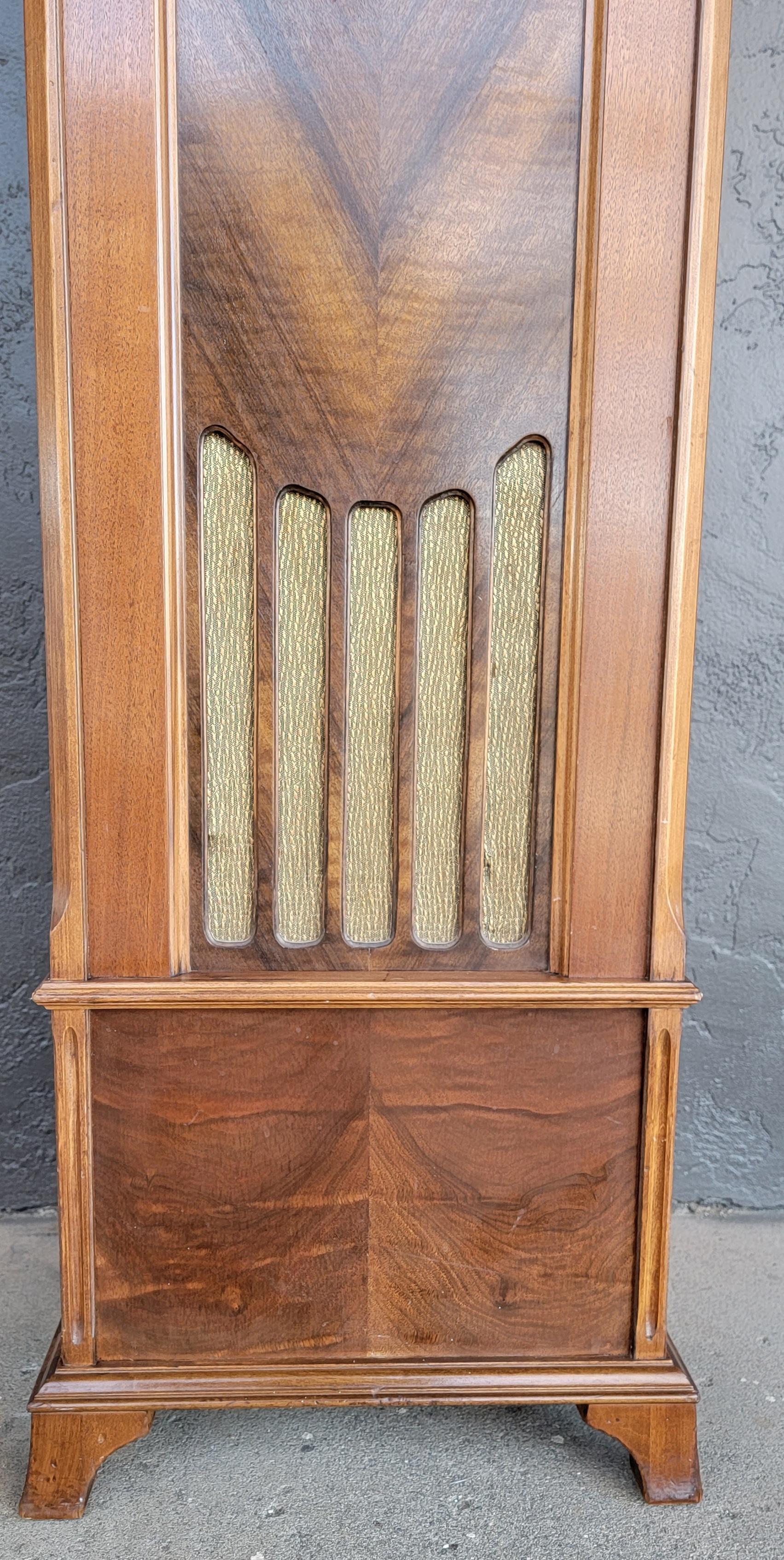 Art Deco Grandfather Clock Radio by Silvertone, Circa 1931 For Sale