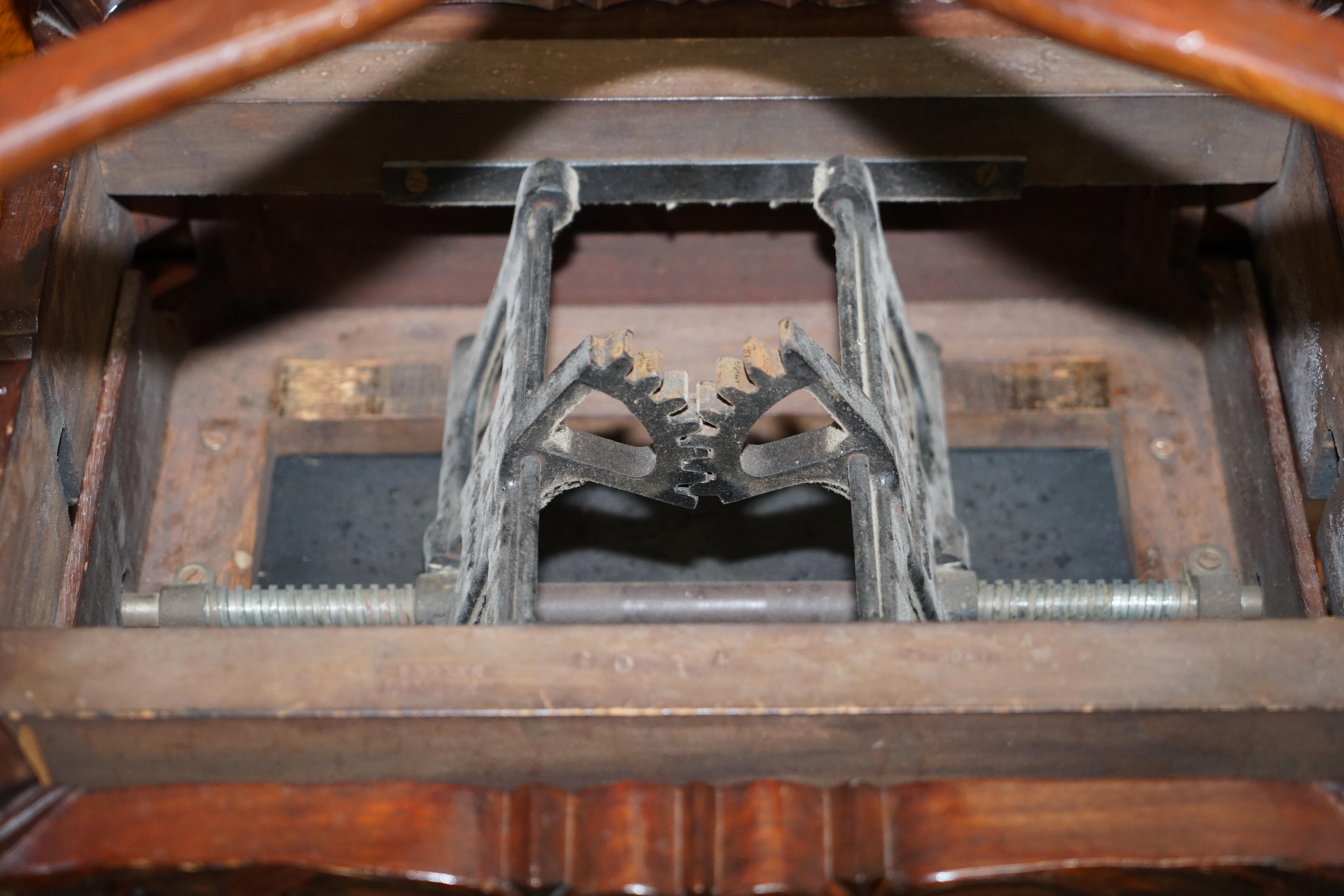Restored H Brooks of London Rosewood Chesterfield Leather circa 1875 Piano Stool 10