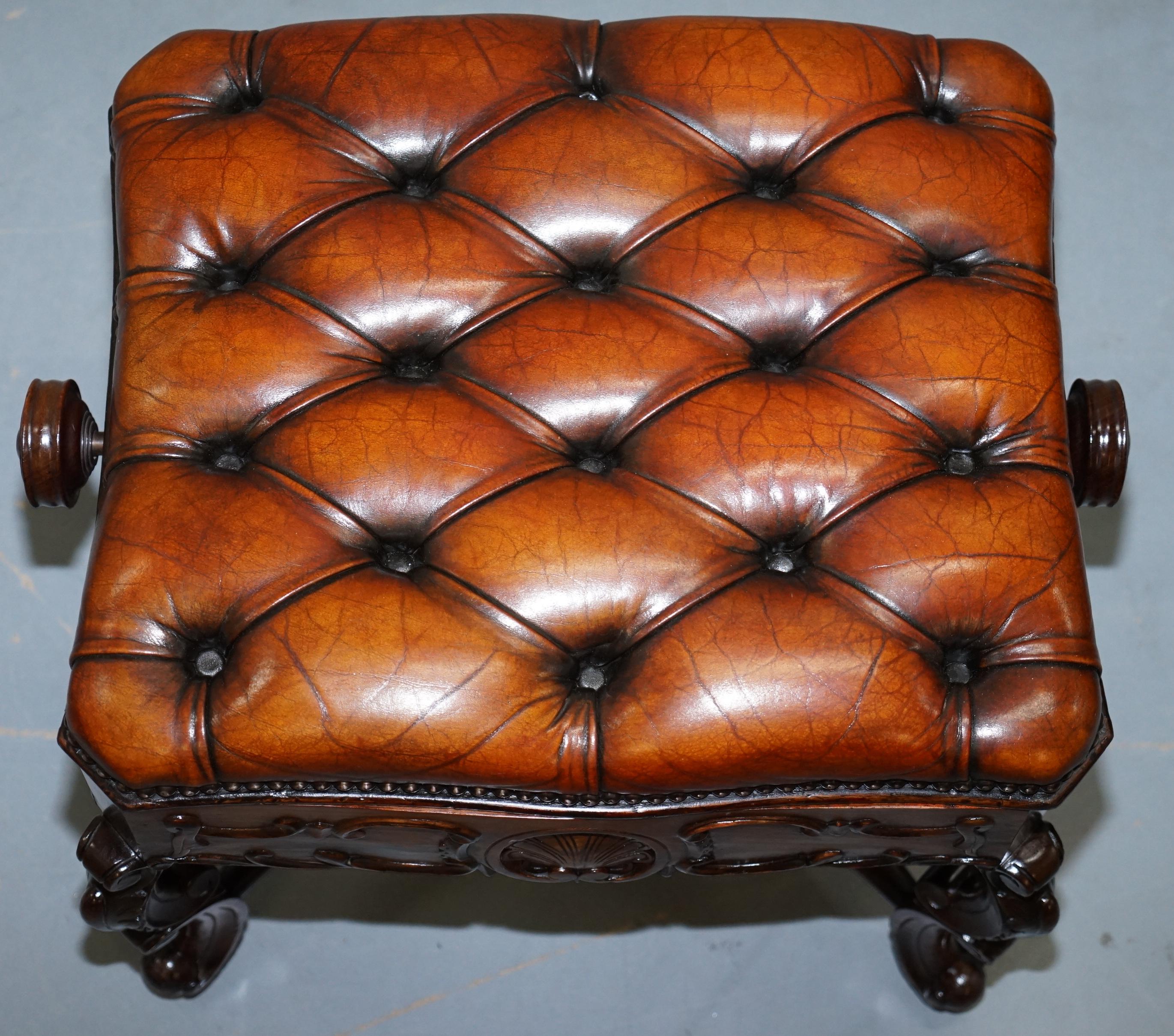 English Restored H Brooks of London Rosewood Chesterfield Leather circa 1875 Piano Stool