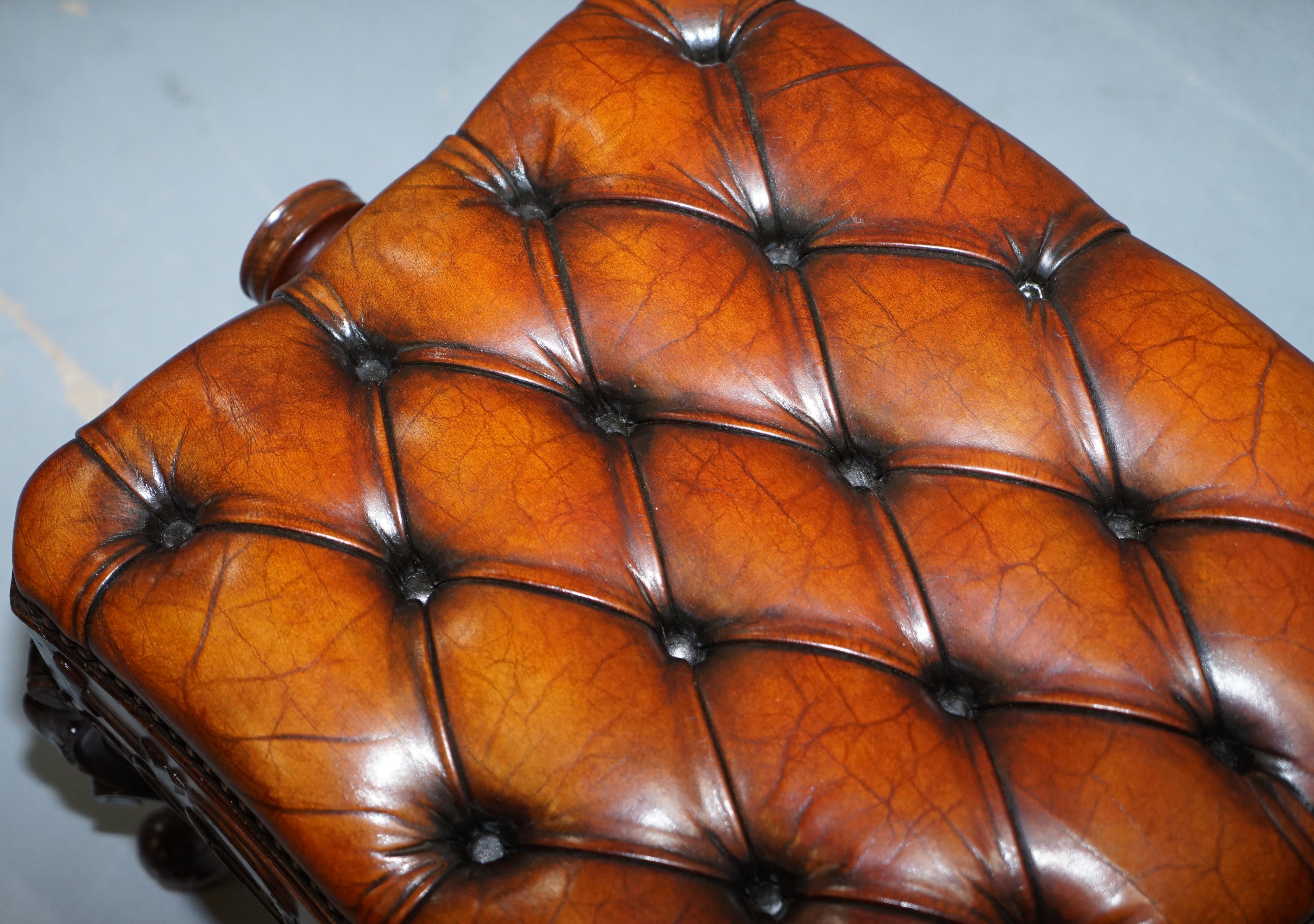 Hand-Crafted Restored H Brooks of London Rosewood Chesterfield Leather circa 1875 Piano Stool