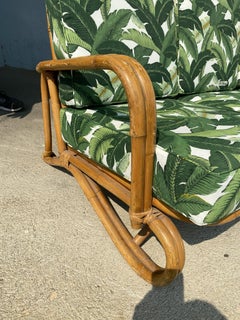 Restaurierte "Hairpin" Bein Rattan 2-Strang 3-Sitz Sofa mit gebogenen Pole Arms