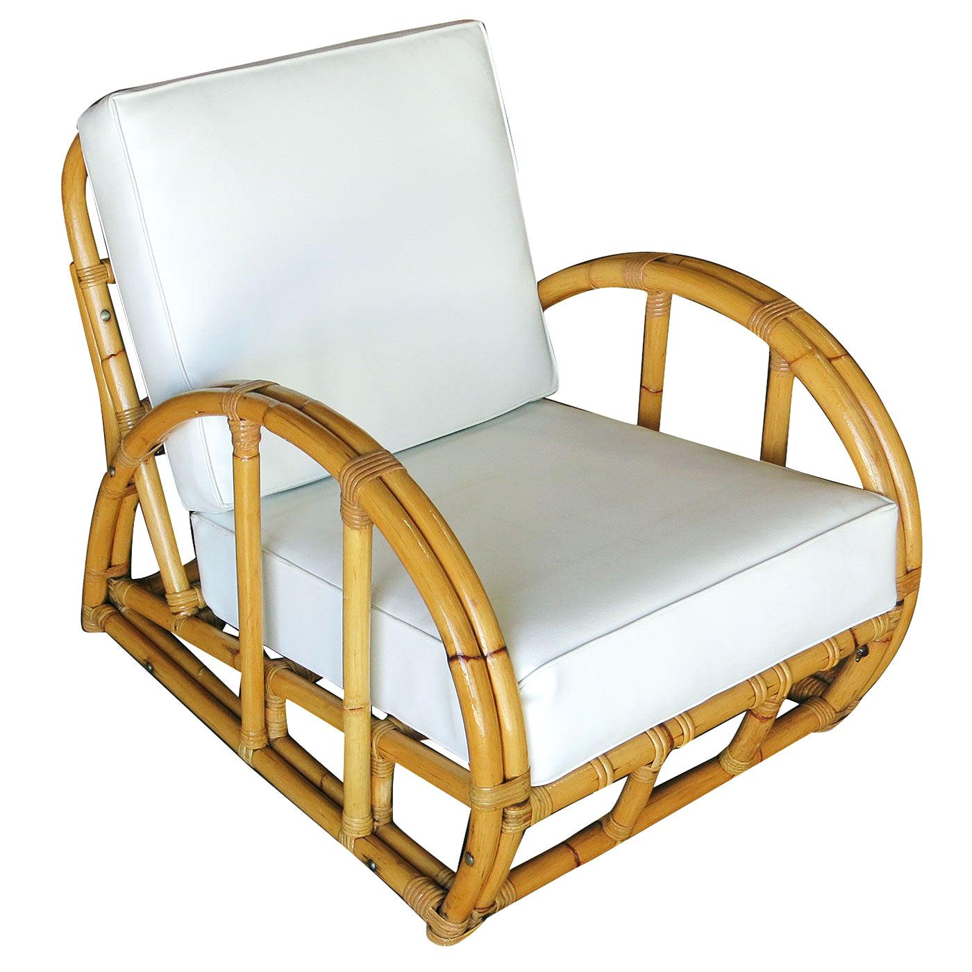Restored Half Moon Rattan Two-Strand Lounge Chair