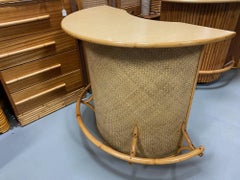 Restored Half Round Rattan & Woven Wicker Bar by Seven Seas Rattan