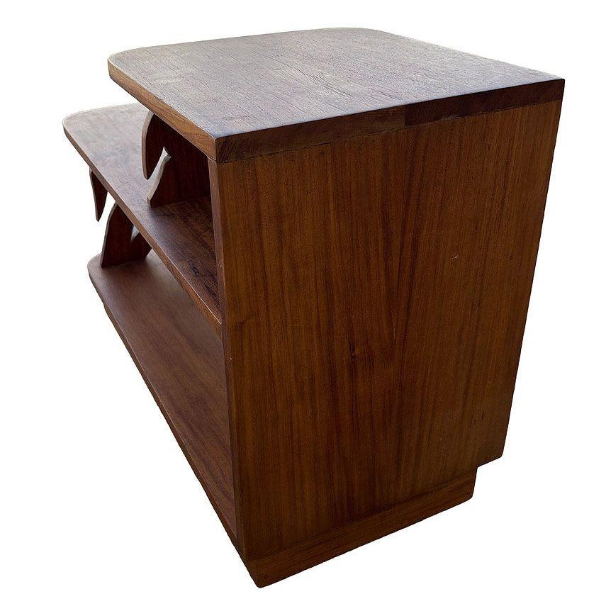Lampe d'appoint à 3 niveaux restaurée à la main en bois de Koa sculpté à la main avec motif de bambou Excellent état - En vente à Van Nuys, CA