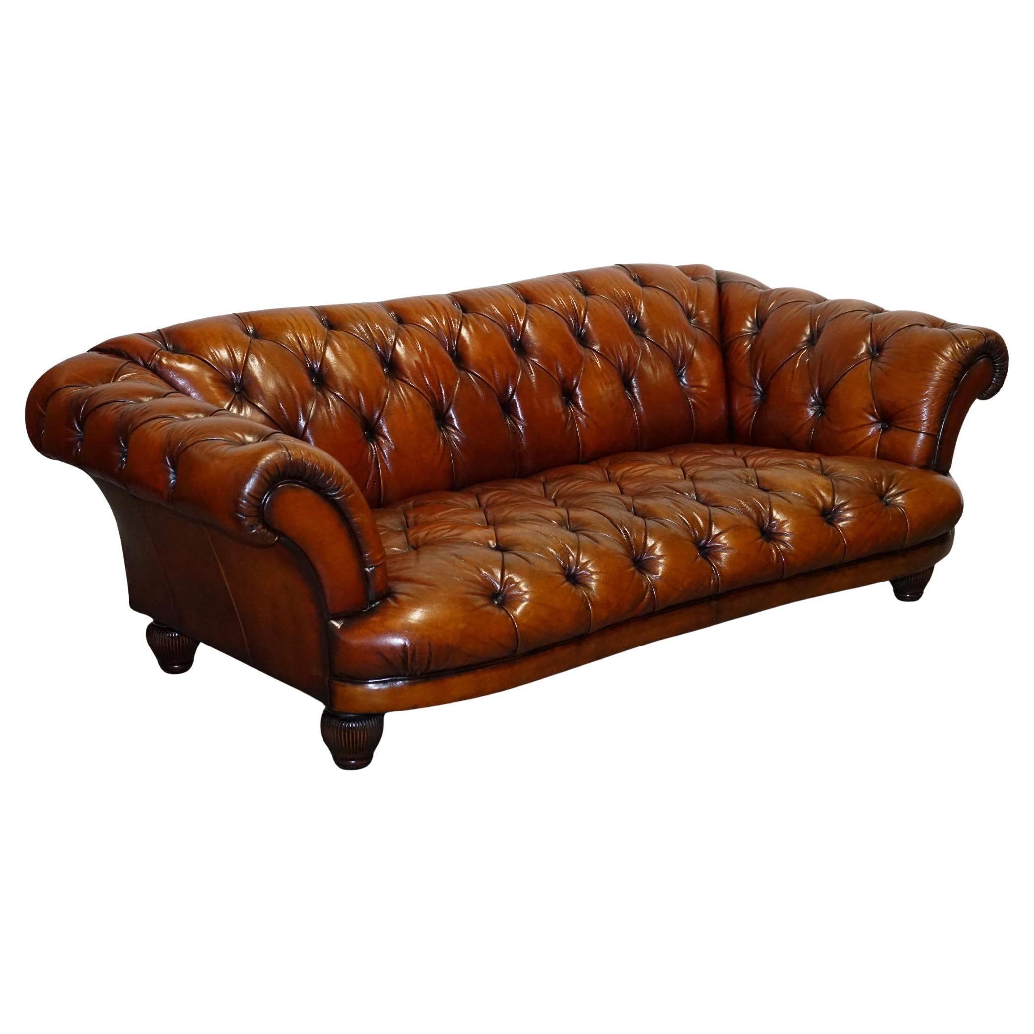 RESTORED HAND DYED LEATHER THREE SEATER CHESTERFiELD TETRAD OSKAR SOFA