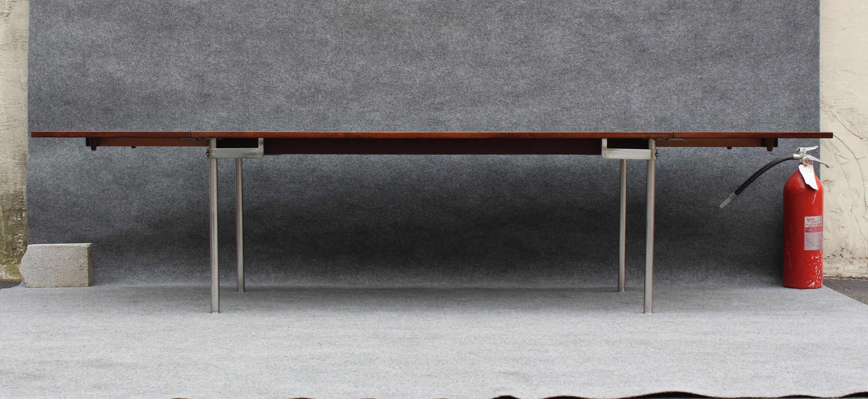 Steel Restored Hans J. Wegner for Andreas Tuck AT-319 Drop-Leaf Rosewood Dining Table For Sale