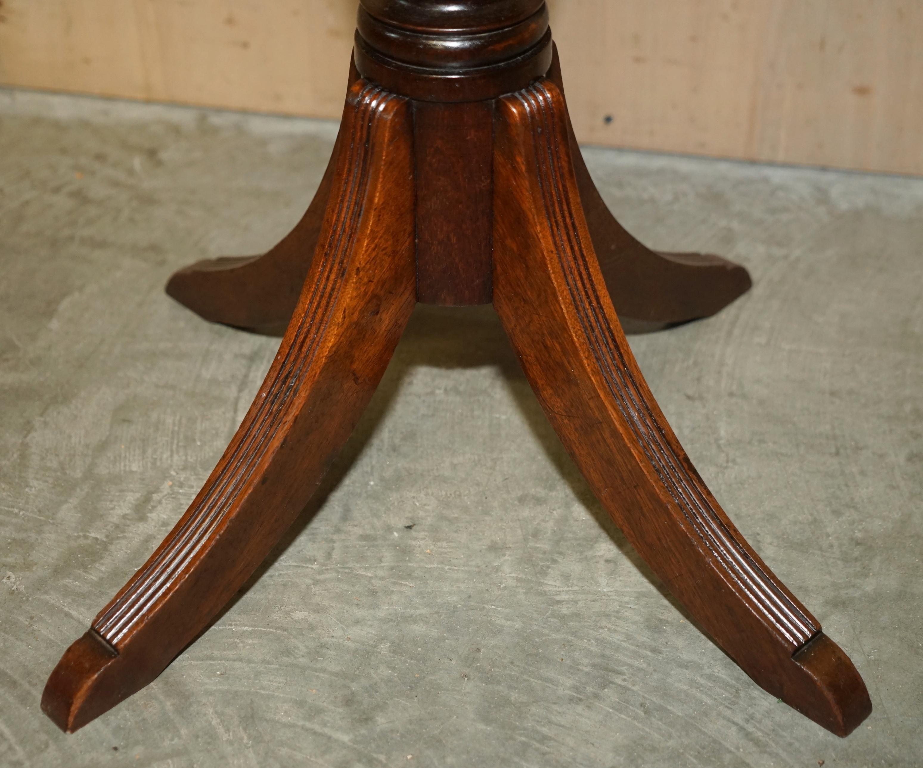 Hand-Crafted Restored Hardwood Cigar Brown Leather Side End Lamp Wine Drum Table Drawers For Sale