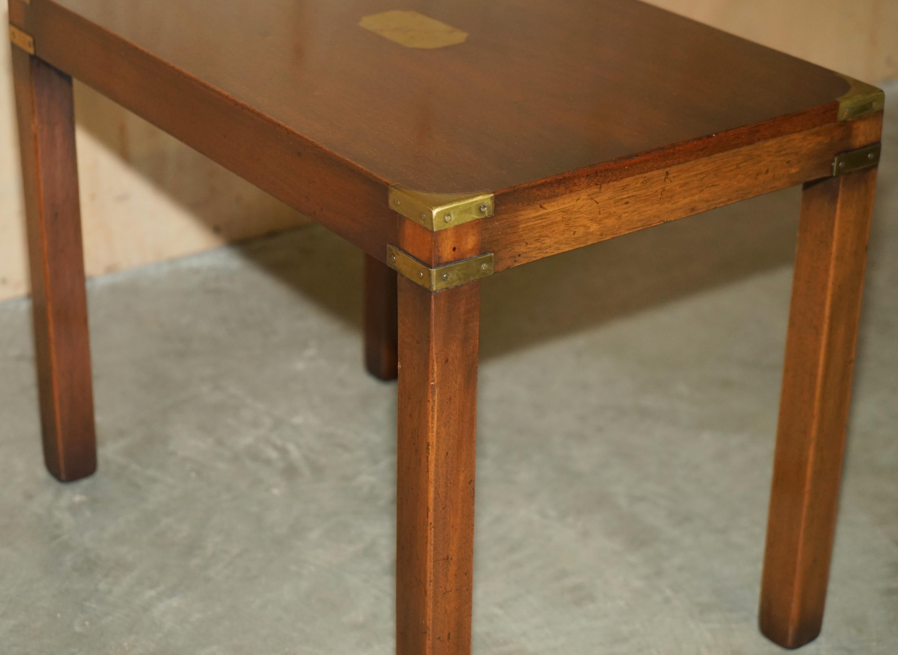RESTORED HARRODS KENNEDY COFFEE & SiDE TABLE NEST OF TABLES MILITARY CAMPAIGN For Sale 5